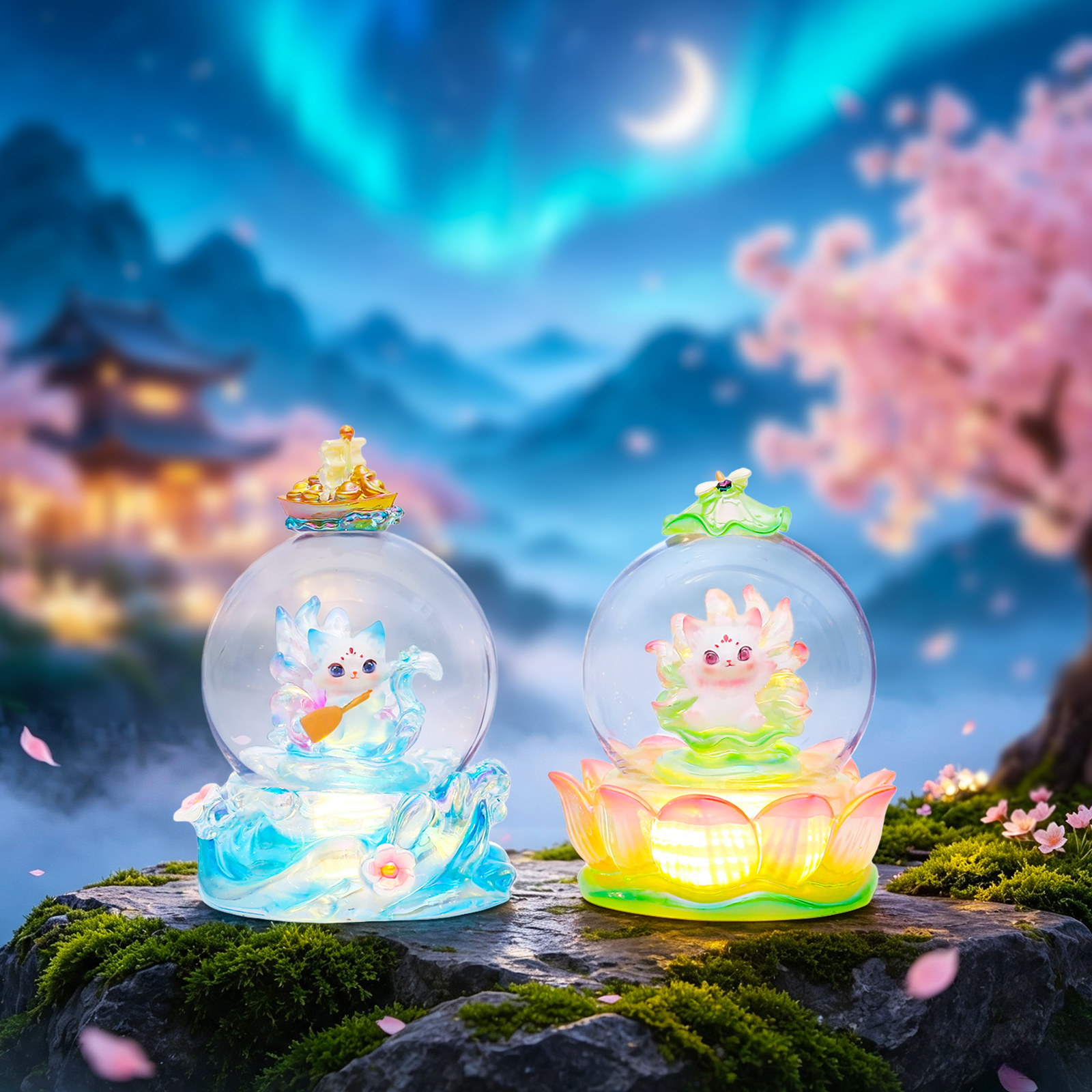 Ancient-style flower and Moon romance Nine-Tailed Fox blind box, living room entrance hall table decoration, scenic area cultural and creative home decoration souvenirs Application Scenario