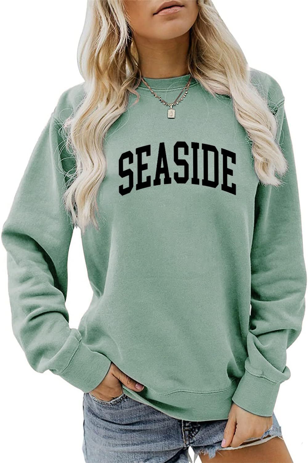 Cross-border Amazon supply letter printed women's round-neck hoodie, European size, large size, loose and versatile, thin long-sleeved