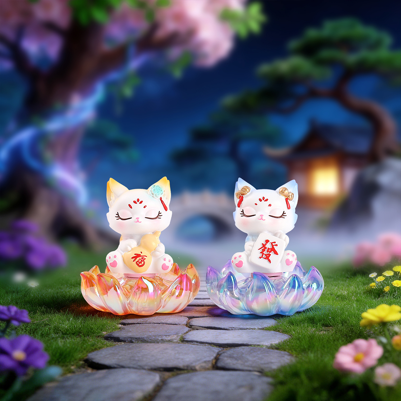 National trend Nine-tailed fox blind box creative collectible figurines, living room entrance hall home decoration handicrafts Application Scenario