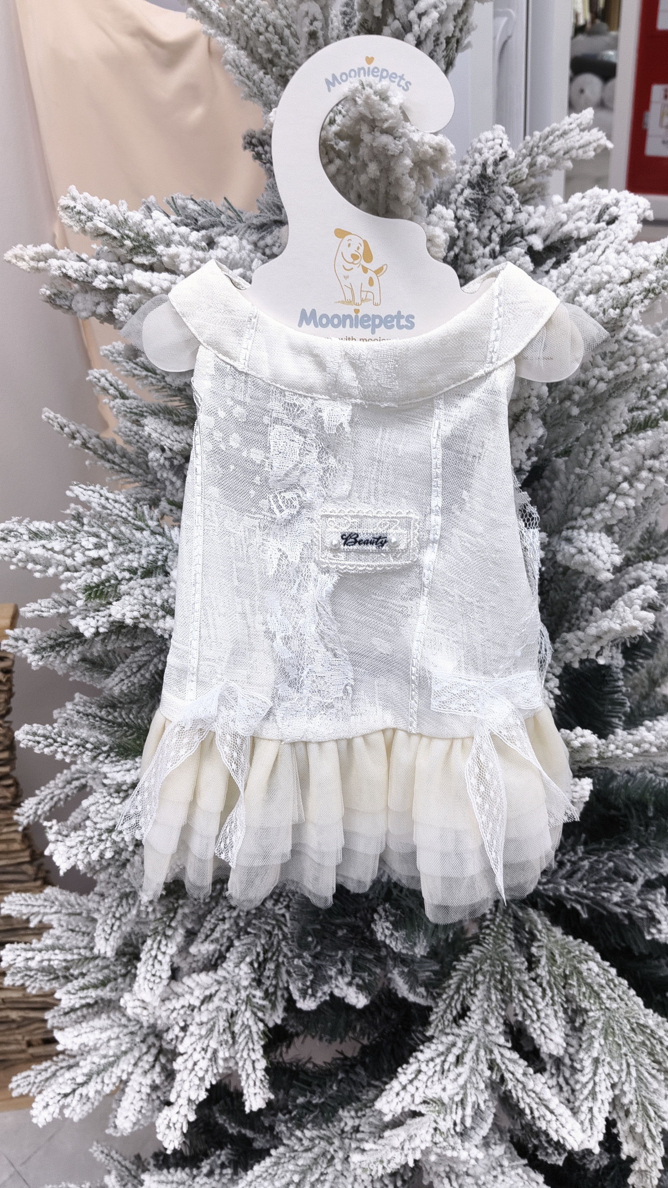 Korean-style pet lace princess chiffon dress, small dog thin breathable halter puffy dress, dog dress Item Picture