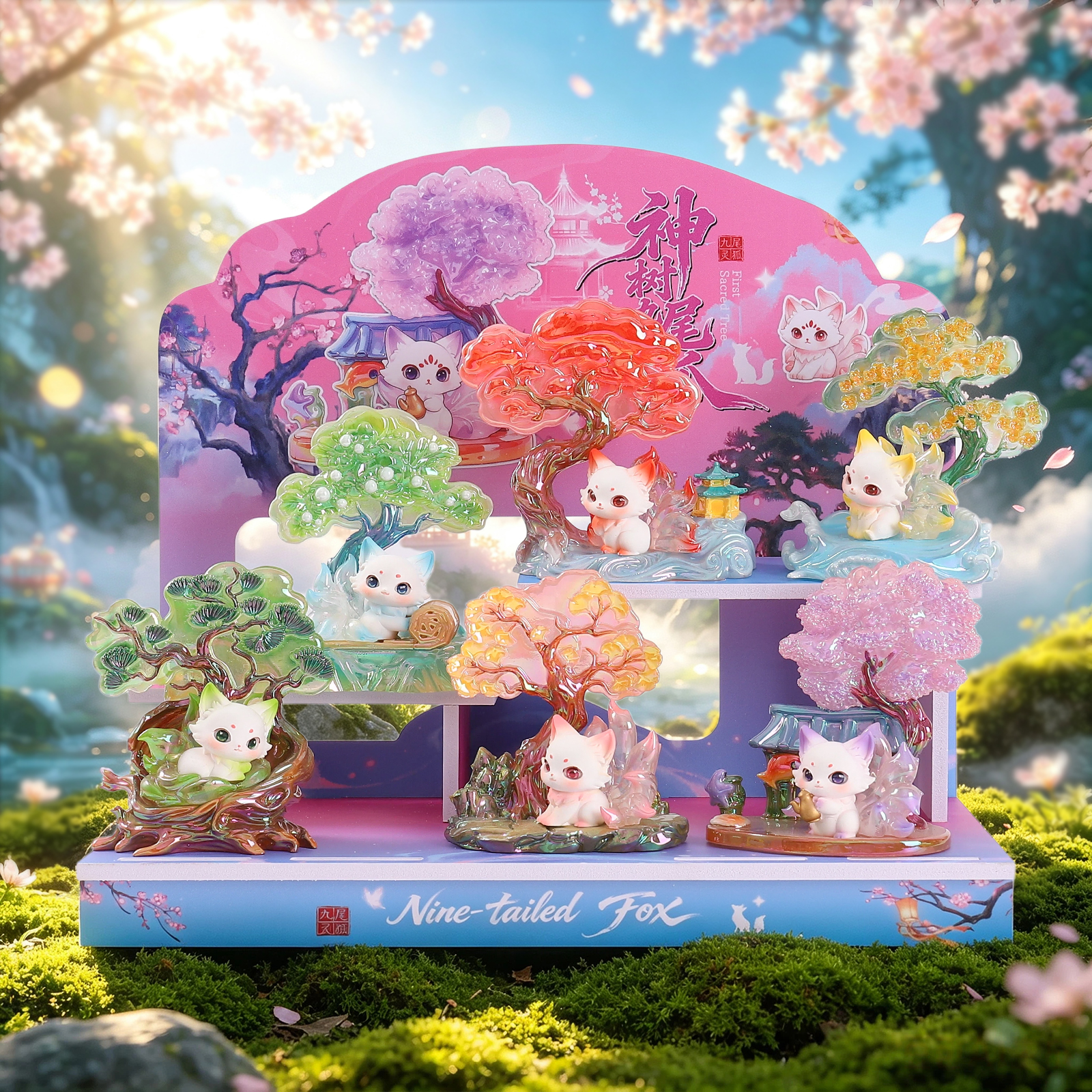 Divine Tree Nine-Tailed Fox - The First generation of blind box National Trend Desktop ornaments, trendy figurines, creative living room entrance resin handicrafts Item Picture
