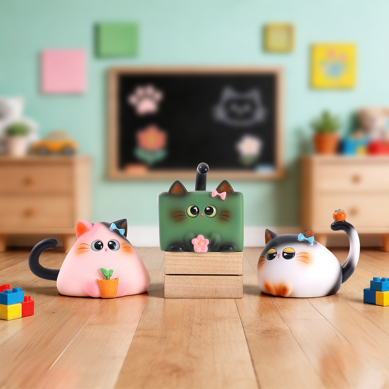 Meow Meow Blind box, cute cats, desktop ornaments, resin handicrafts, trendy toys, figurines, home decoration Specification image
