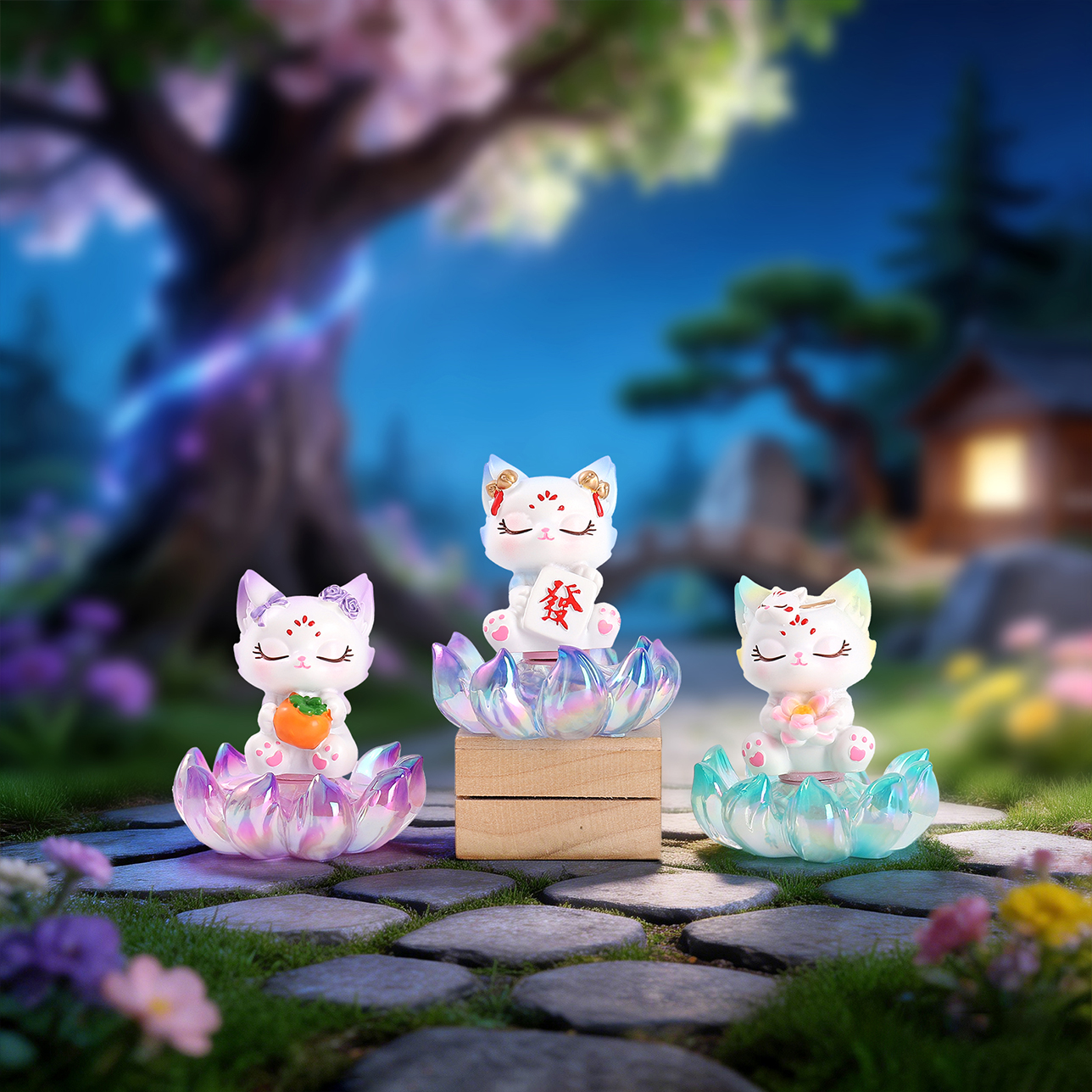 National trend Nine-tailed fox blind box creative collectible figurines, living room entrance hall home decoration handicrafts Specification image