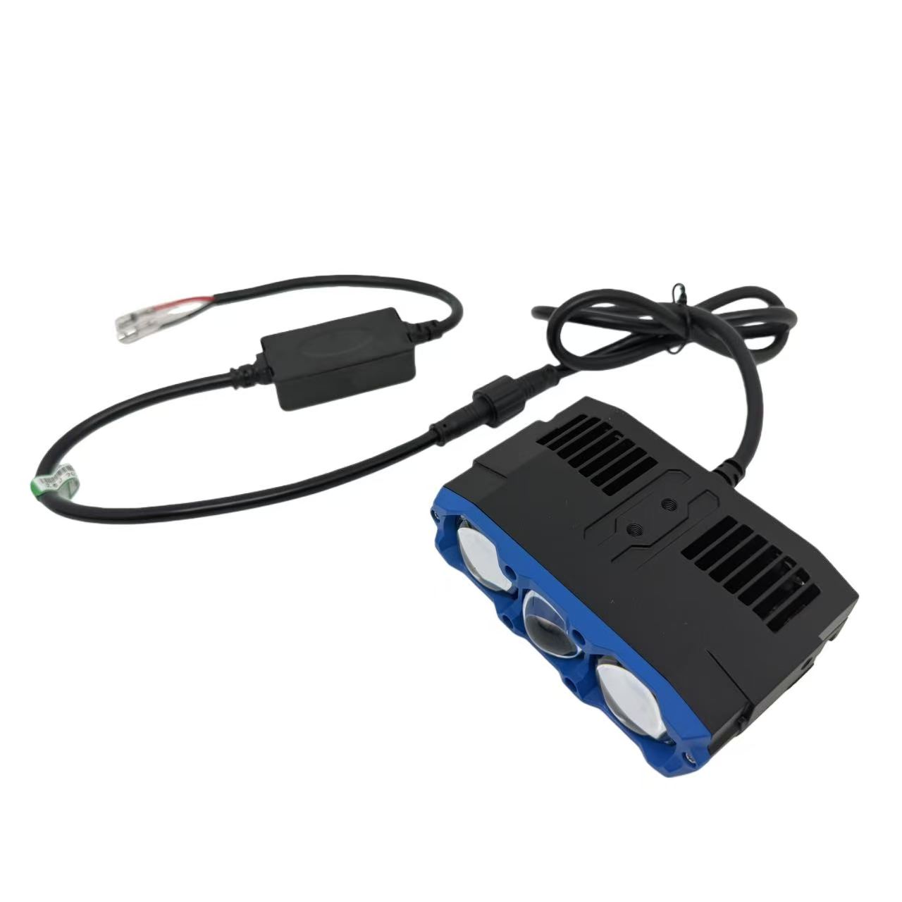 Automotive LED grille lights, three-eye spotlights, lens light strips, solenoid valves, high and low beams, high power, motorcycle led headlights Item Picture