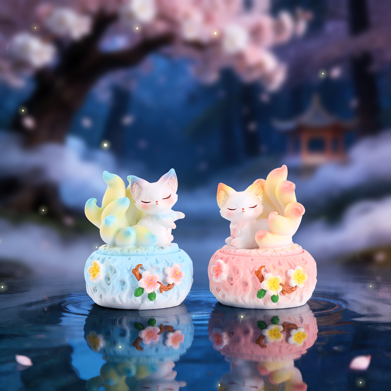 Ancient-style Kunlun Nine-Tailed Fox small incense burner blind box, creative aroma diffuser desktop ornament, resin handicraft home decoration Application Scenario