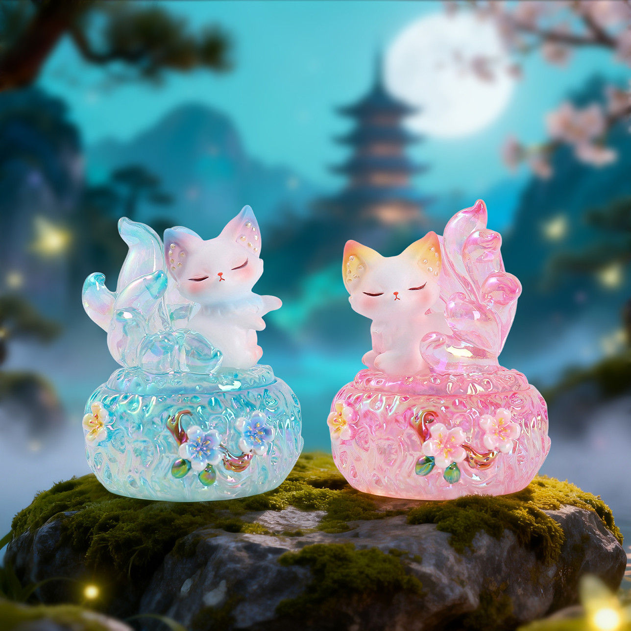Ancient-style mountain and sea Nine-tailed fox small incense burner blind box desktop decoration, home decoration aroma diffuser handicraft decoration Application Scenario