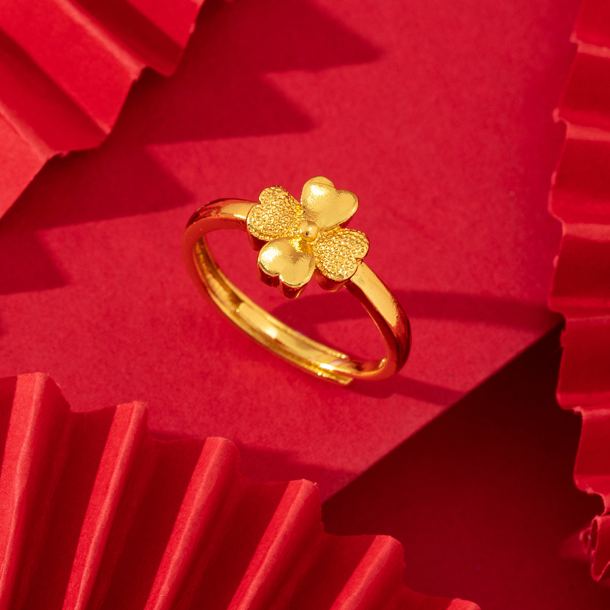 Anillo de oro de cuatro hojas anillo de plata para niños arco estilo dedo accesorios moda versátil simple tendencia Application Scenario