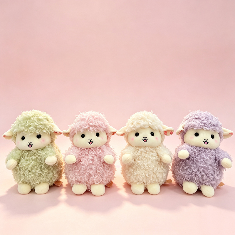 Colorful curly little sheep plush dolls, cute throw pillows, plush toys, children's gifts, cloth dolls, stuffed toys, cotton candy, bleating plush toys, cute cartoon stuffed toys, ornaments, wholesale for foreign trade, Year of the Goat souvenirs, cultural and creative products