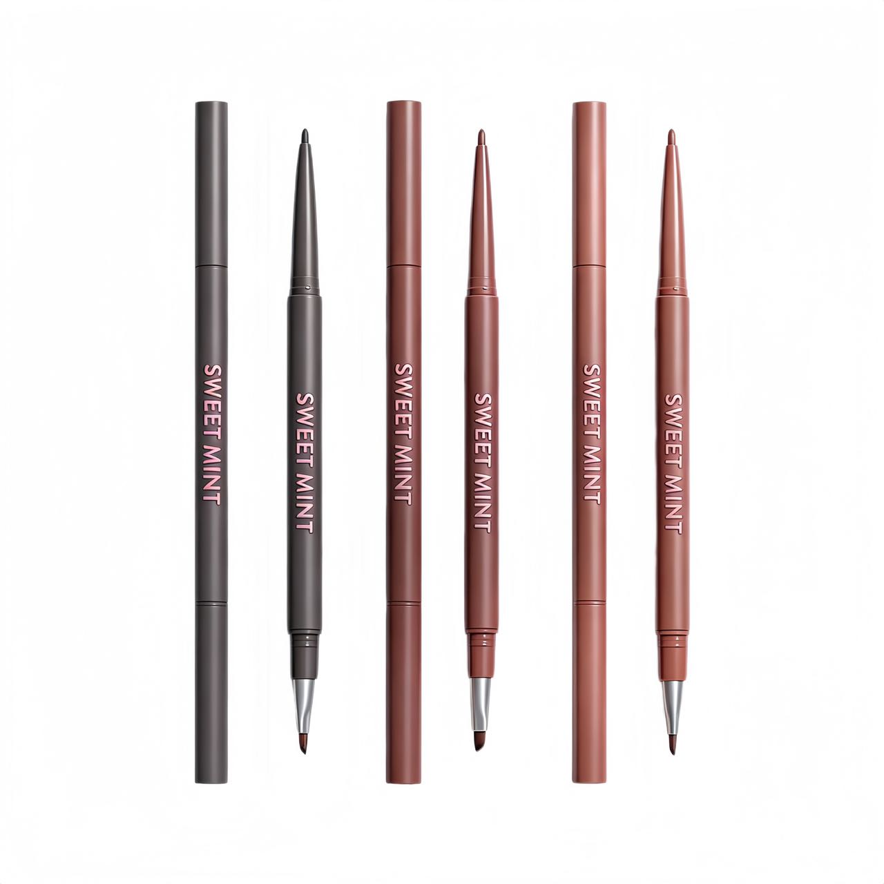 Natural brown eyeliner gel pen, anti-smudging, long-lasting and fine eyeliner liquid, eye shadow and eyebrow pencil set, multi-functional Item Picture