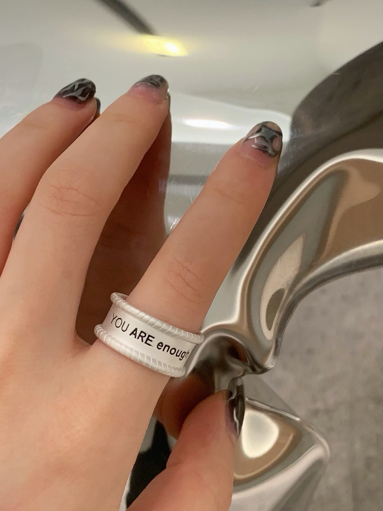 S925 sterling silver healing letter ring details Picture