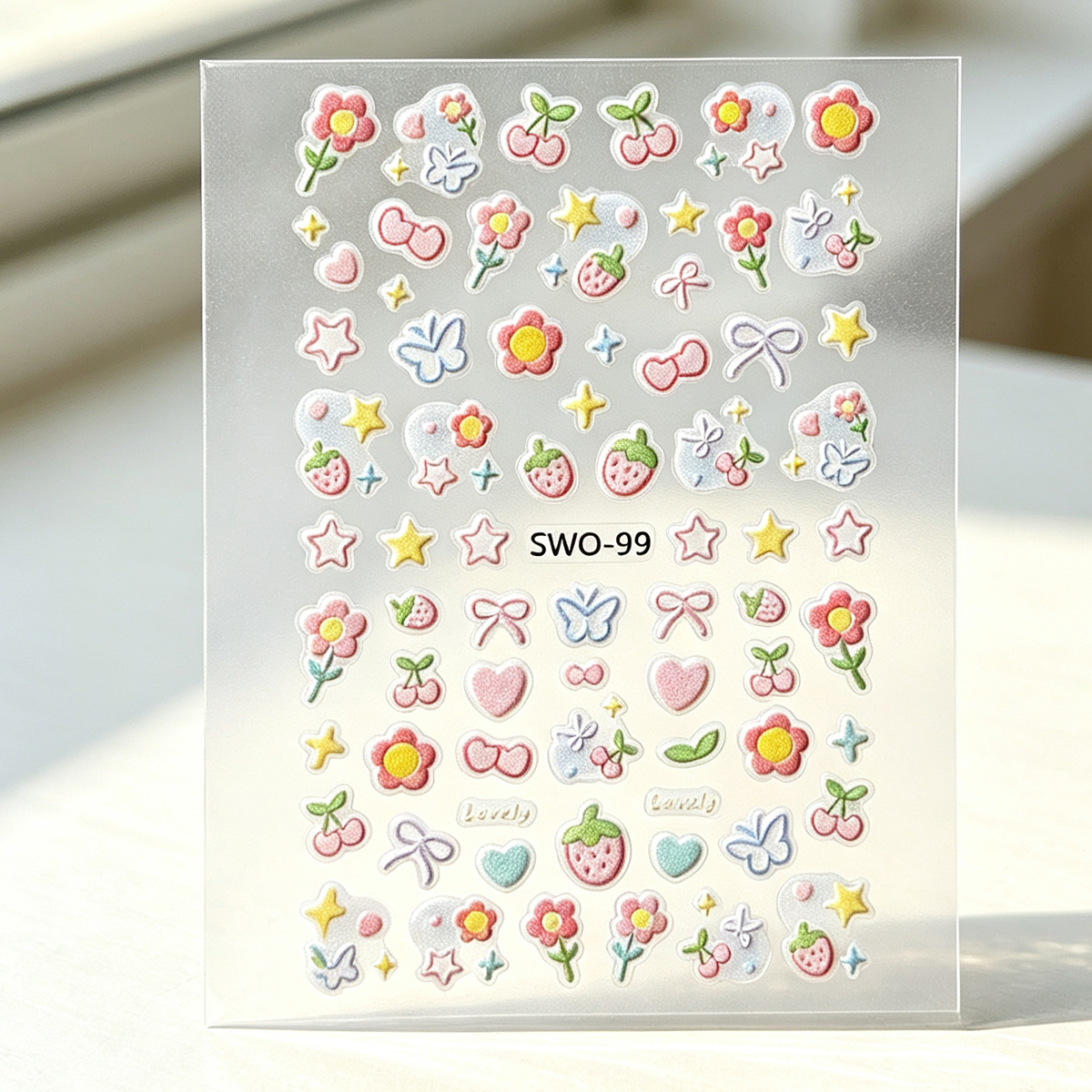 Spring Berry Nail Art Relief Stickers, Fresh Flower Heart Star DIY Nail stickers, Fresh Little flower nail decoration stickers Specification image
