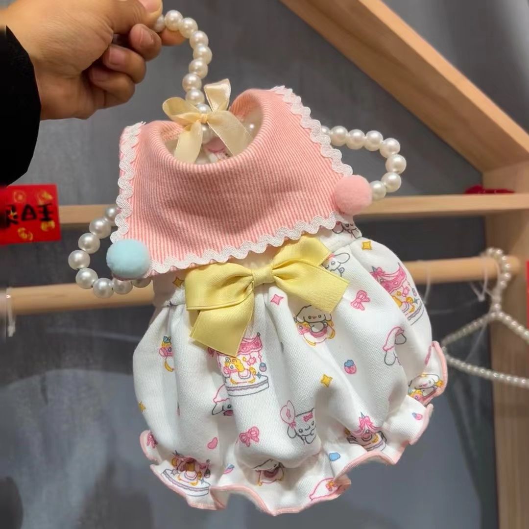 Sweet Lolita pet princess dress, pink collar cartoon print bubble dress, large bow pom-pom, small dog Maltese, dog cat dress Application Scenario