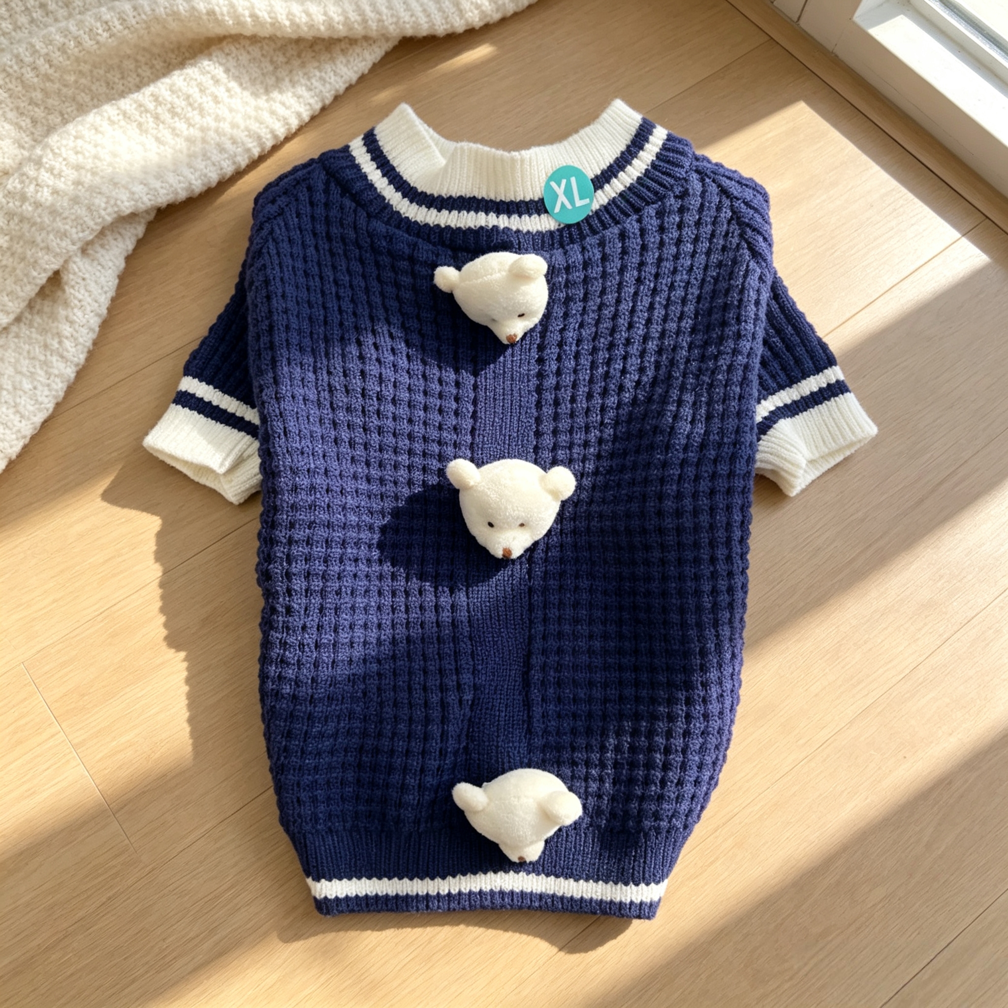 Autumn and winter pet knitted sweater, three-dimensional bear decoration, small dog clothes, Bichon Frise Maltese teddy warm top Application Scenario