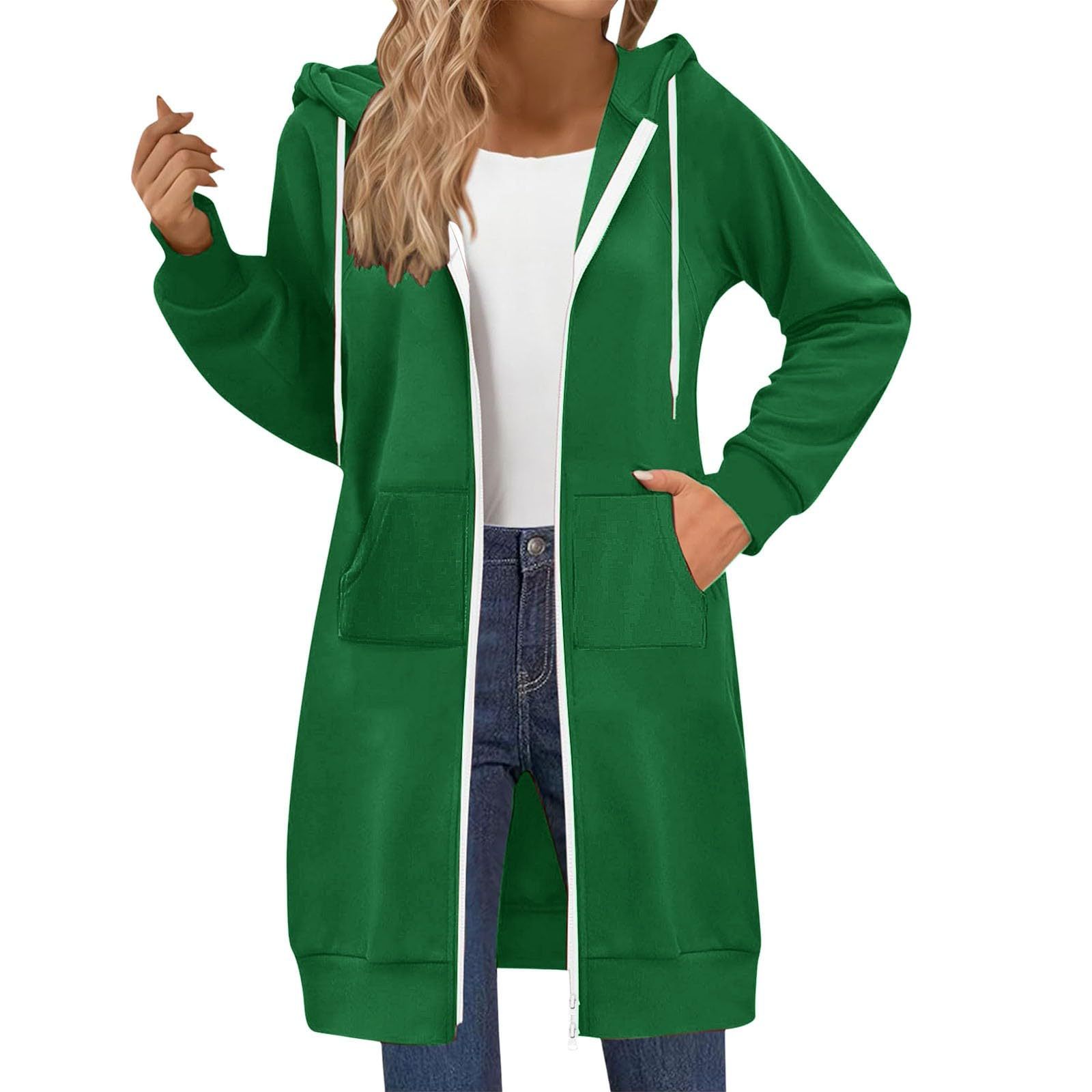 In the autumn of 2026, Amazon cross-border offers a new hooded zipper hoodie for women in mid-length, casual and loose jackets Application Scenario