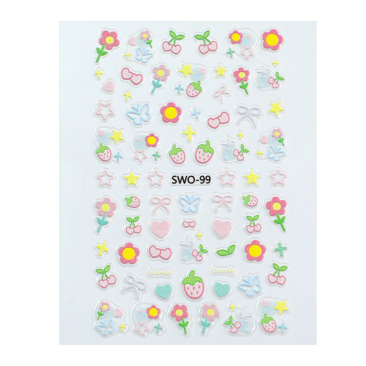 Spring Berry Nail Art Relief Stickers, Fresh Flower Heart Star DIY Nail stickers, Fresh Little flower nail decoration stickers Item Picture