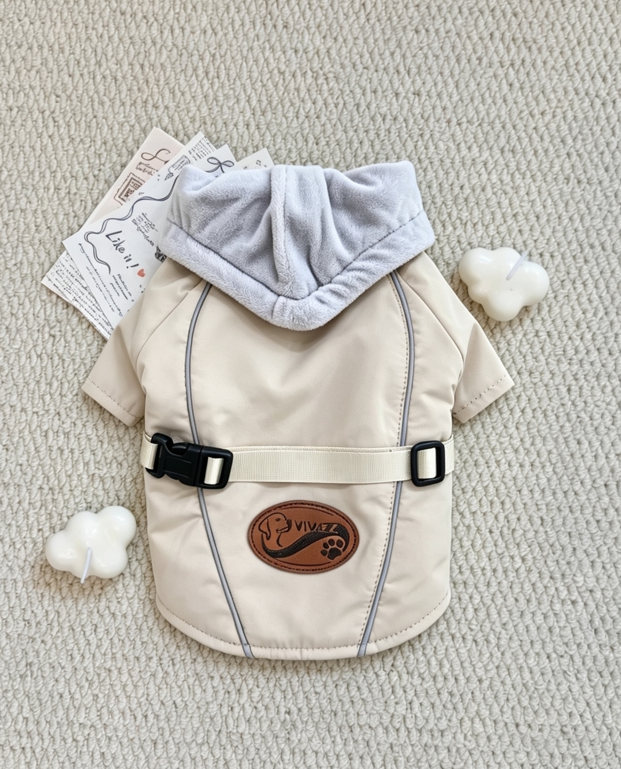 Pet autumn and winter cotton-padded jacket with drawstring, dog hooded coat, small and medium-sized dog teddy bichon, windproof and warm dog clothes details Picture