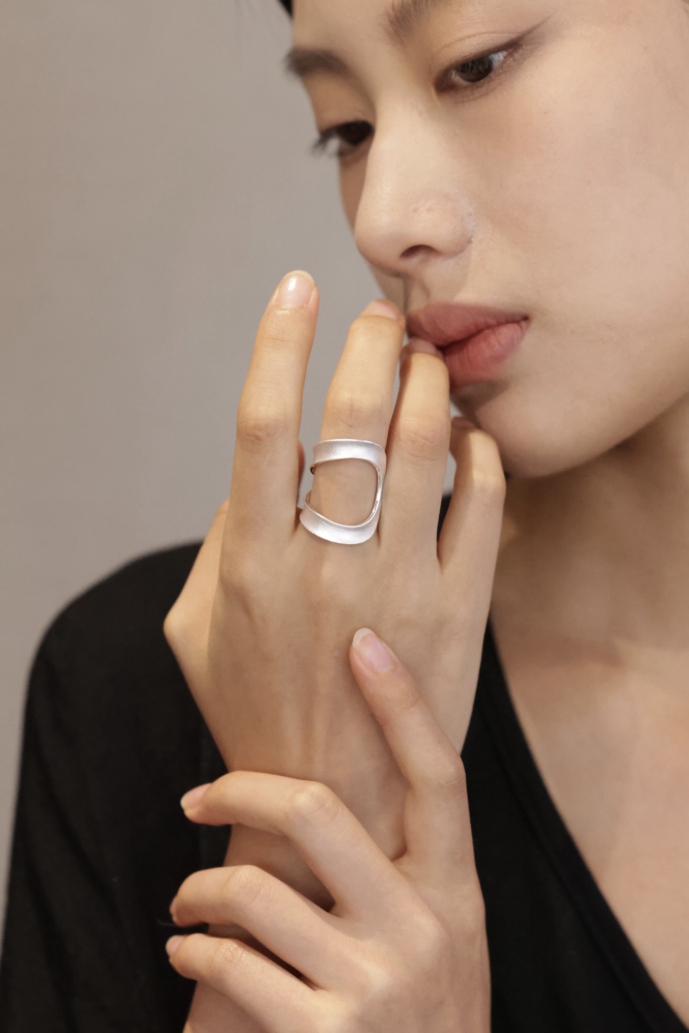 S925 anillo de plata esterlina mate mate details Picture