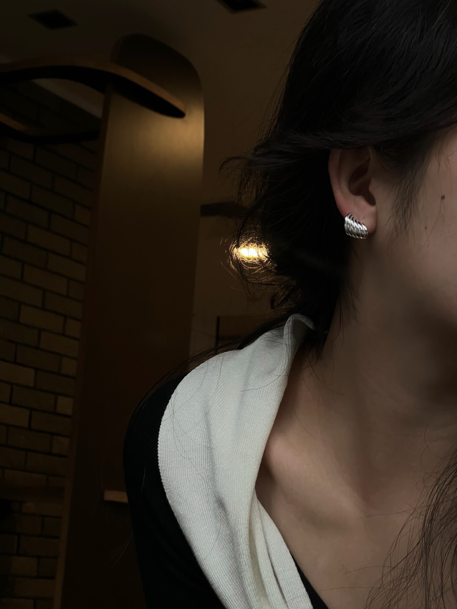 S925 sterling silver spiral multi-layer silver pattern ear studs Specification image