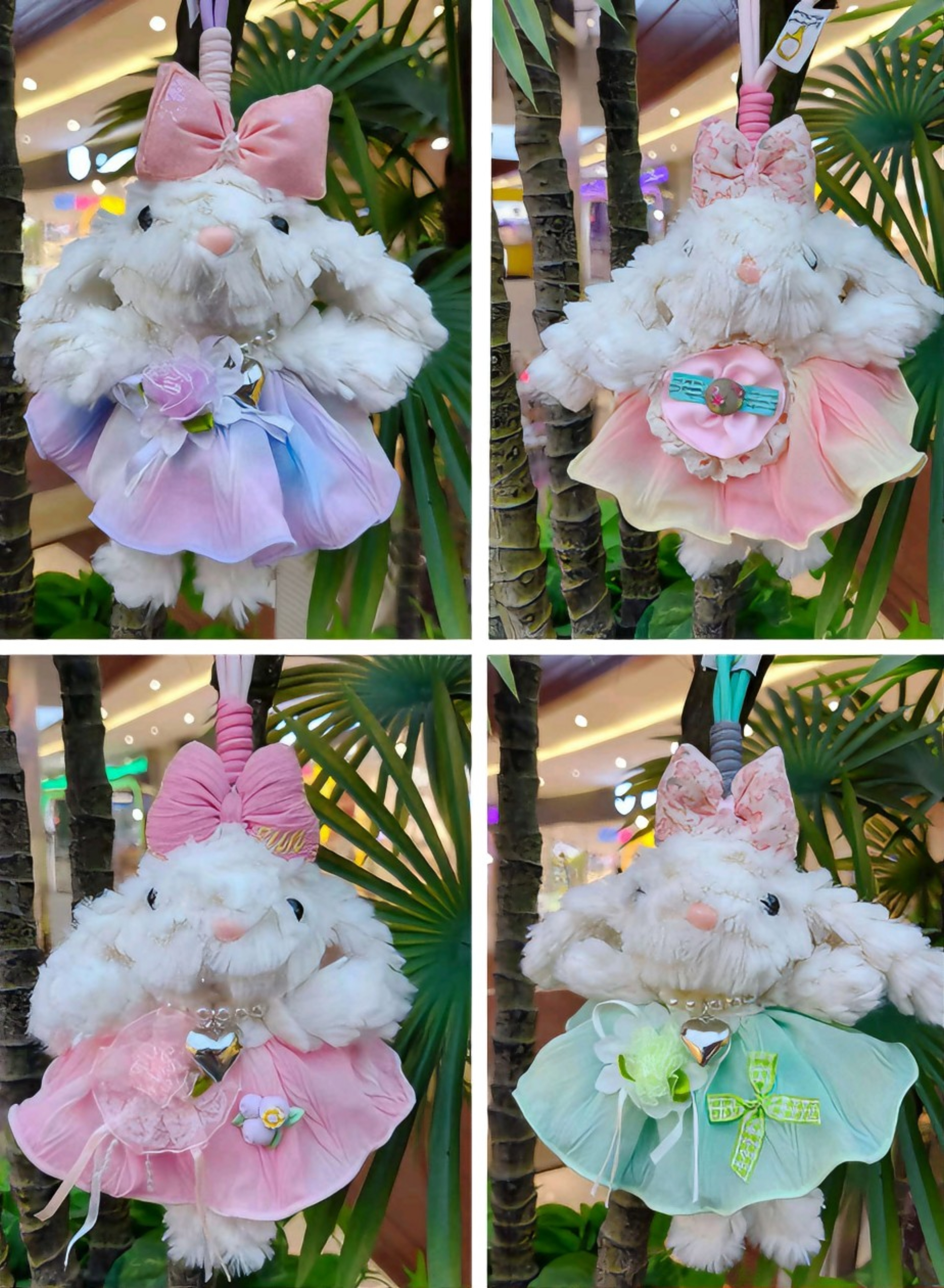 Ear-hanging rabbit keychain, plush rabbit doll, Qixi Festival gift, plush toy, schoolbag pendant Application Scenario