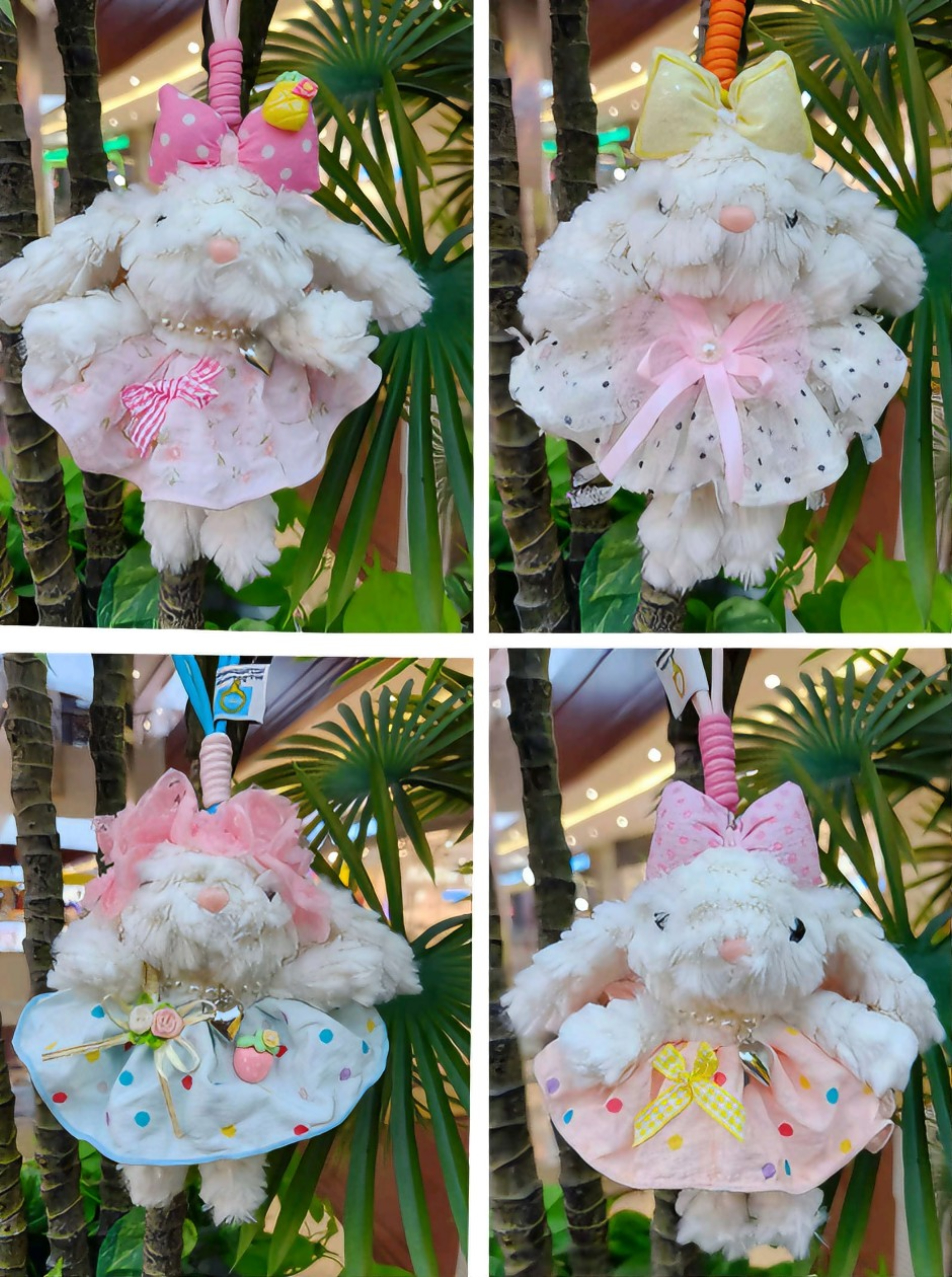 Ear-hanging rabbit keychain, plush rabbit doll, Qixi Festival gift, plush toy, schoolbag pendant Item Picture