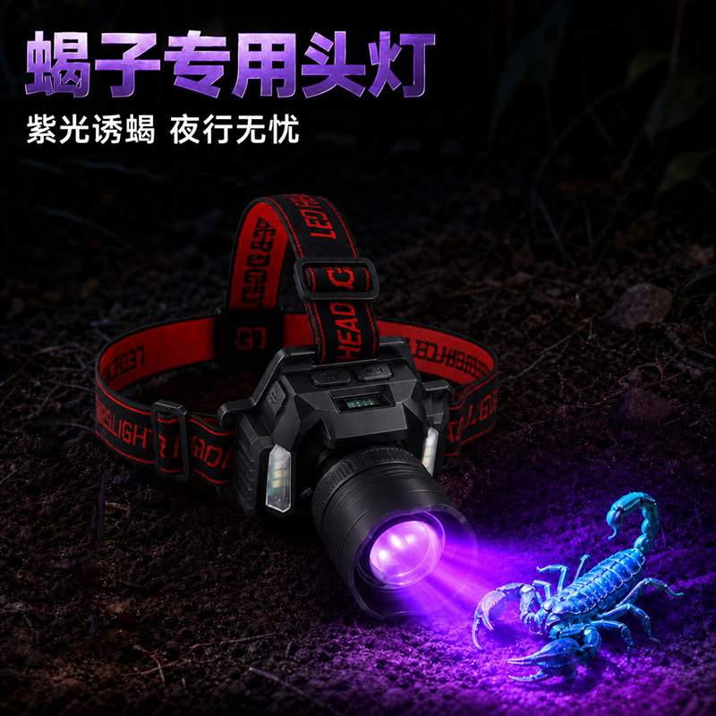 251024 lámpara de plástico de cuatro colores grip scorpion lámpara de luz violeta lámpara de luz intensa sensor de oscilación de la mano lámpara de cabeza de luz telescópica multifunción zoom recargable details Picture