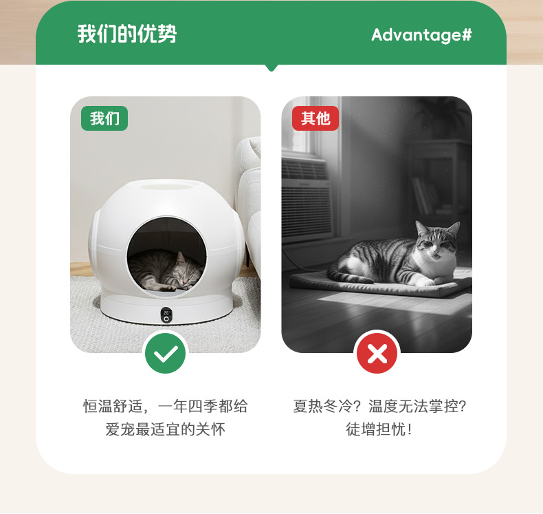 智能恒温称重宠物窝家用多功能便携空气神器小猫小狗猫窝狗窝详情3