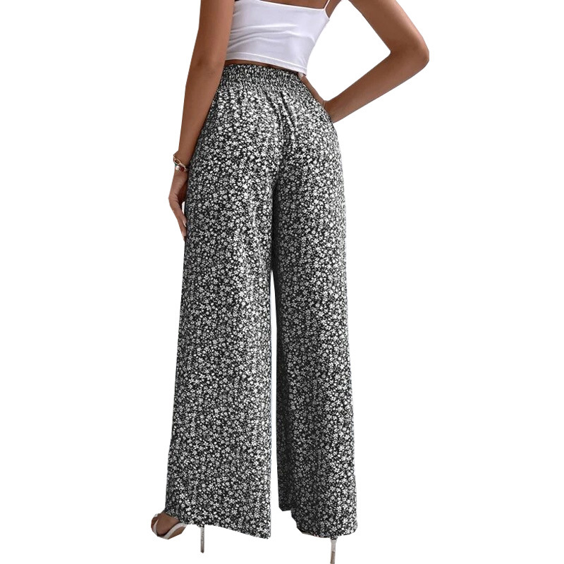2026 New European and American floral casual pants, long pants, loose cross-border export printed waist-cinching pants, women's pants Application Scenario