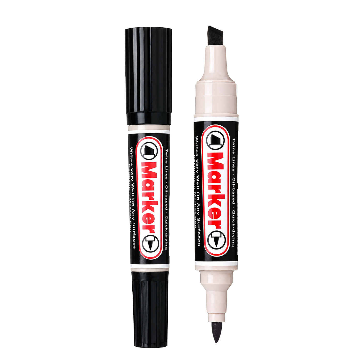 Letu PM-9940 dual-head oil-based marker pen, waterproof and oil-resistant, with a smooth slanted blade, dries ink quickly and does not fade. Industrial marker pen Item Picture