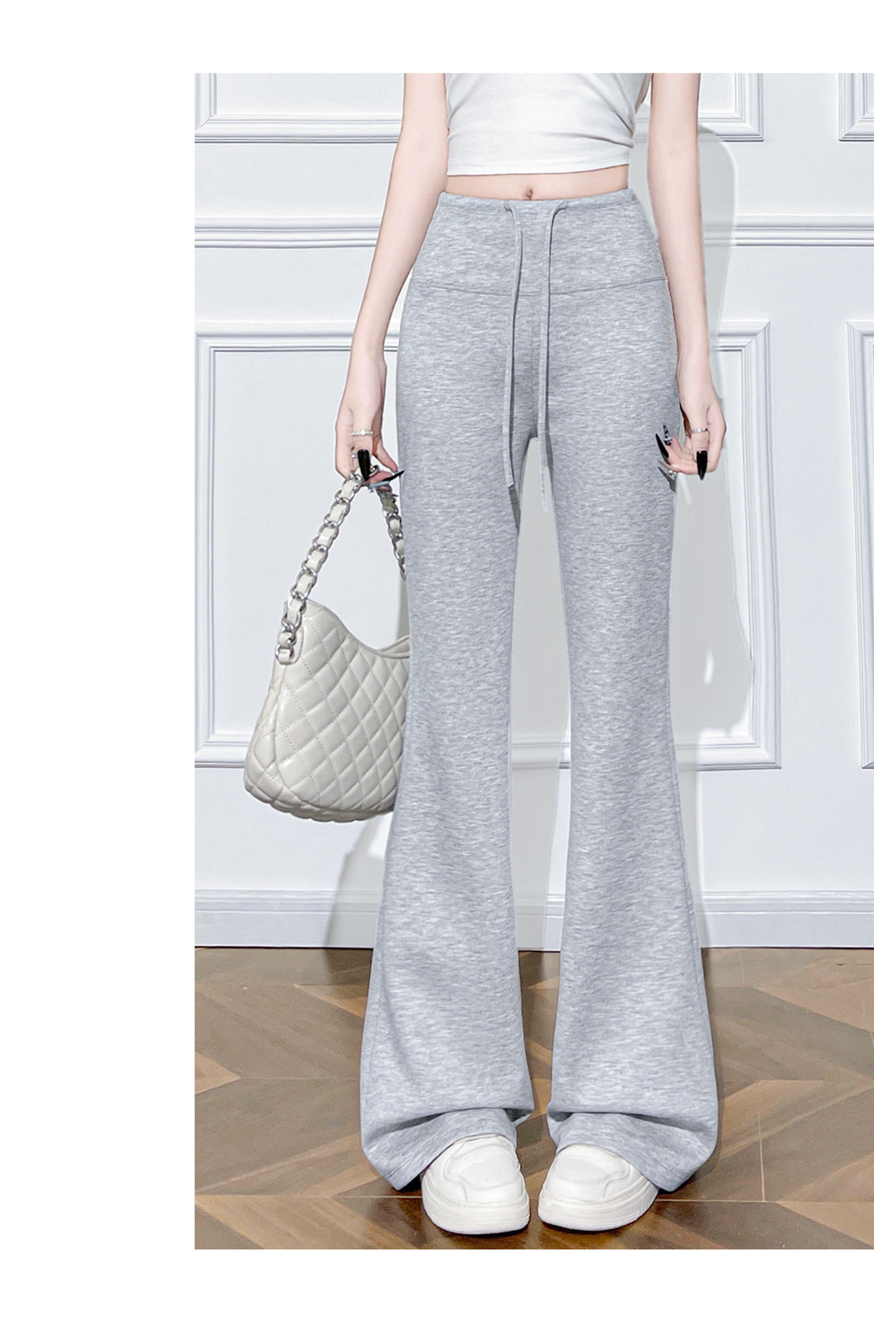The 2026 autumn/winter new style of drawstring slightly flared women's casual glutinous rice pants lulu, the same narrow slimming flared leggings