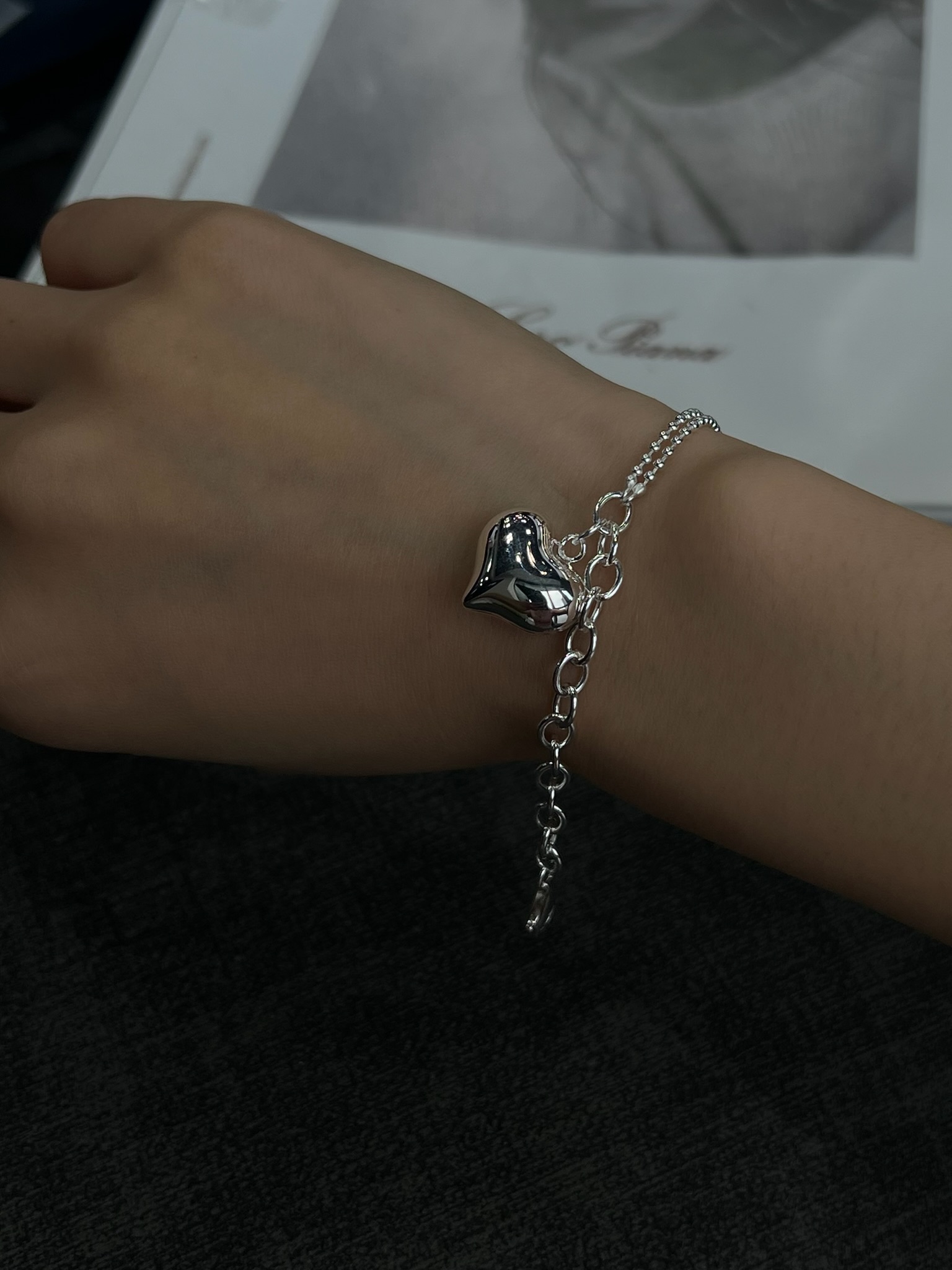 S925 sterling silver double-layer heart-shaped bracelet Specification image