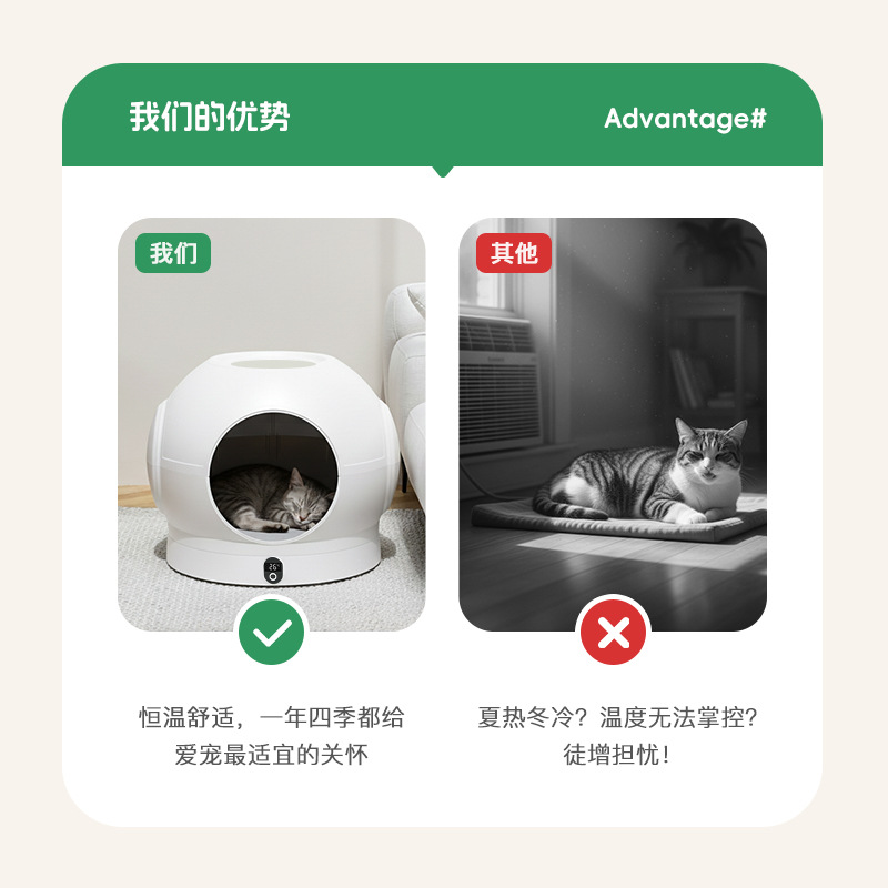 Smart constant-temperature weighing, multi-functional portable air conditioner for pet houses, suitable for small cats, dogs, cat beds and dog beds Application Scenario