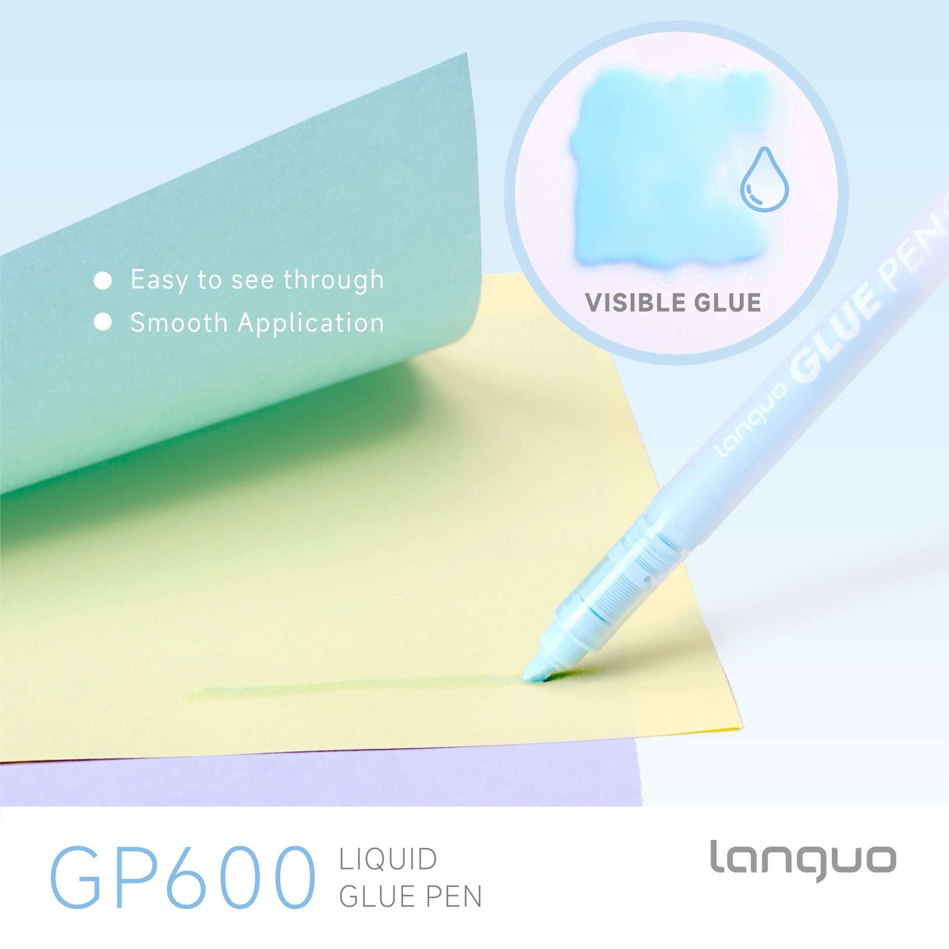 Blue Fruit GP600 direct liquid egg-egg pen, liquid glue pen, student DIY creation notebook pen, high-viscosity dispensing pen Specification image