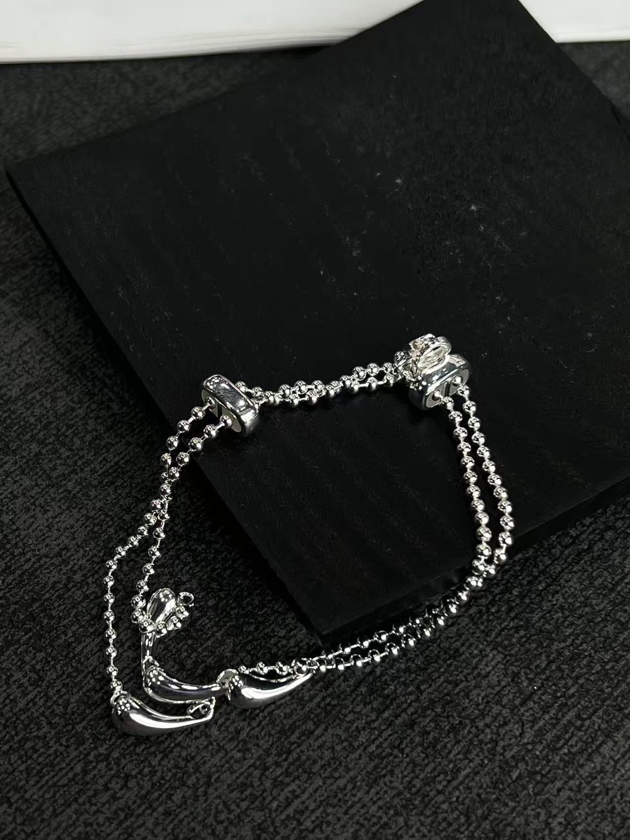 S925 sterling silver double-layer water drop bracelet