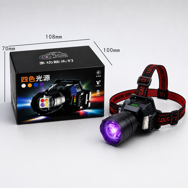 251024 lámpara de plástico de cuatro colores grip scorpion lámpara de luz violeta lámpara de luz intensa sensor de oscilación de la mano lámpara de cabeza de luz telescópica multifunción zoom recargable Item Picture
