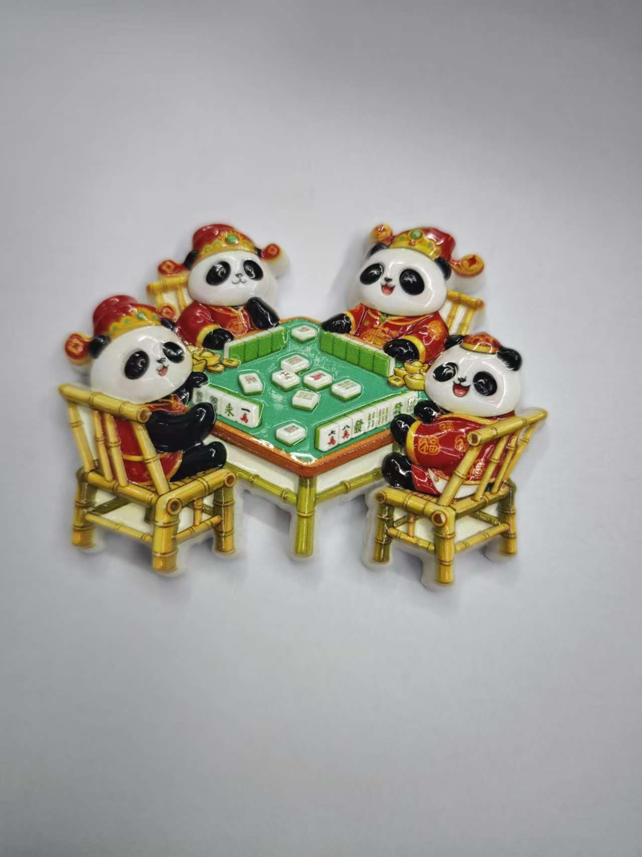 "National Trend Panda Playing Mahjong Fridge magnet.