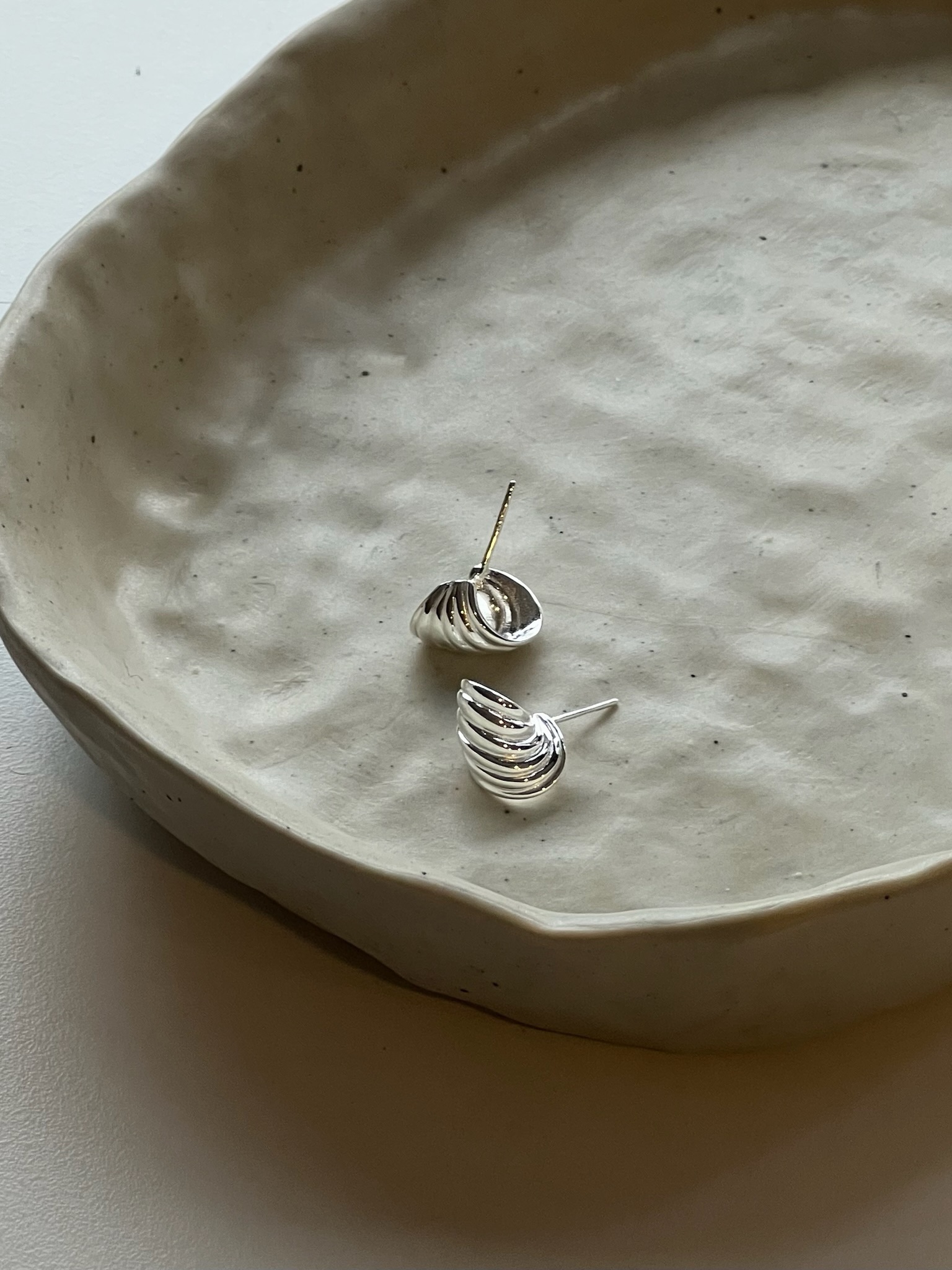 S925 sterling silver spiral multi-layer silver pattern ear studs