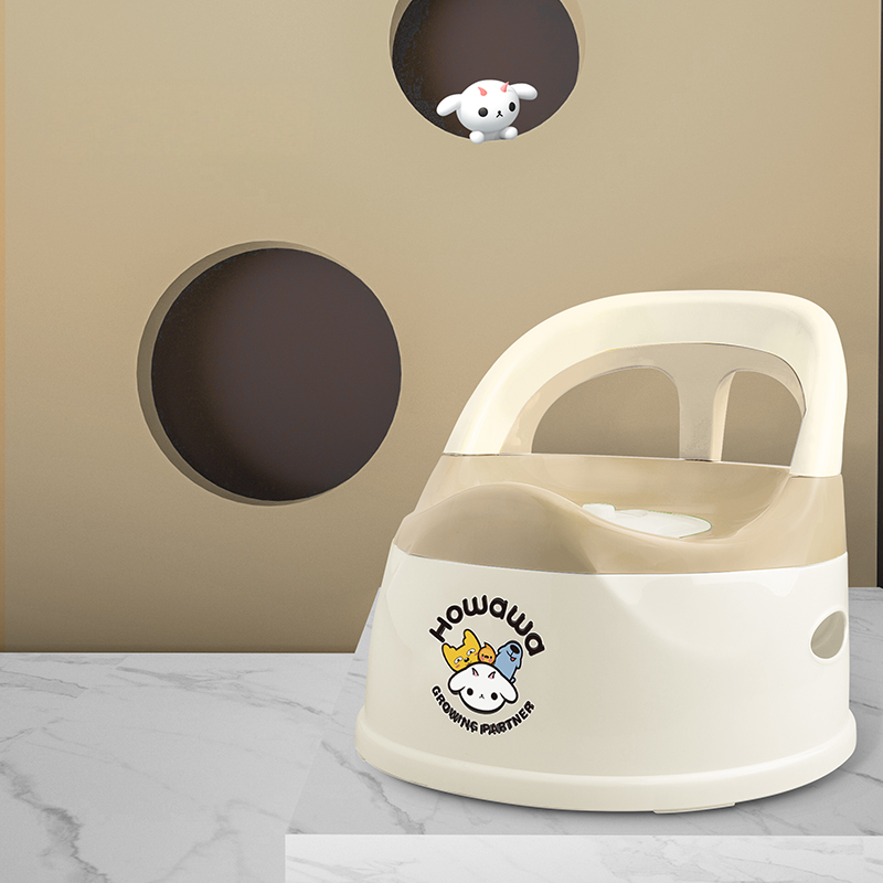 【OSEO】26Q3#H8410 Children's Toilet with handrails, off-white and light brown children's toilet seat, safe and comfortable children's toilet seat