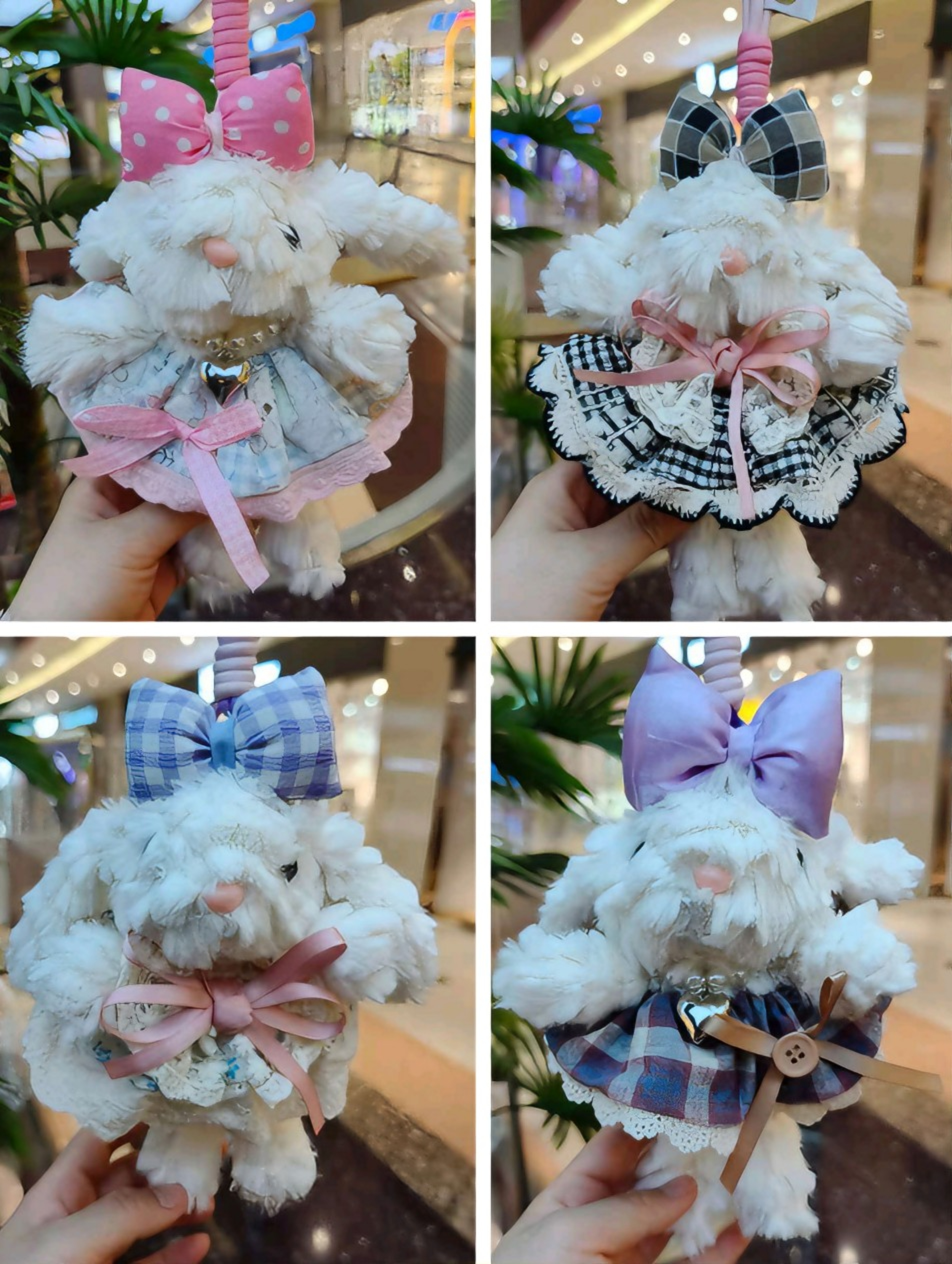Ear-hanging rabbit keychain, plush rabbit doll, Qixi Festival gift, plush toy, schoolbag pendant Specification image