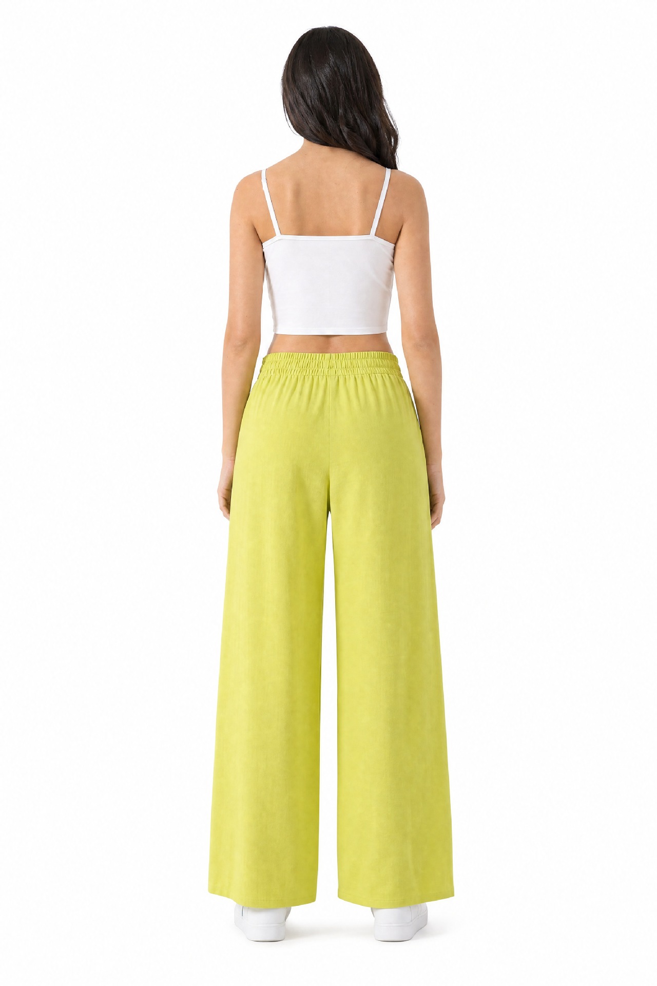 2026 Cross-border European and American leg pants, women's drawstring elastic waist loose casual pants, drape straight long pants Item Picture