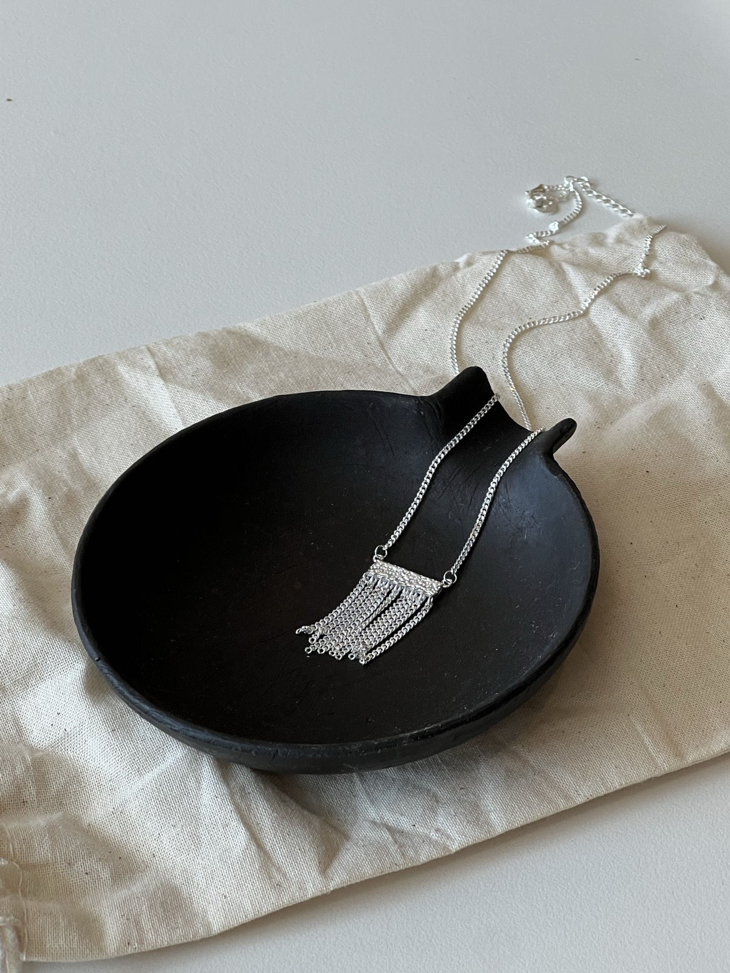 S925 plata esterlina retro tassel square marca cadena de plata fina