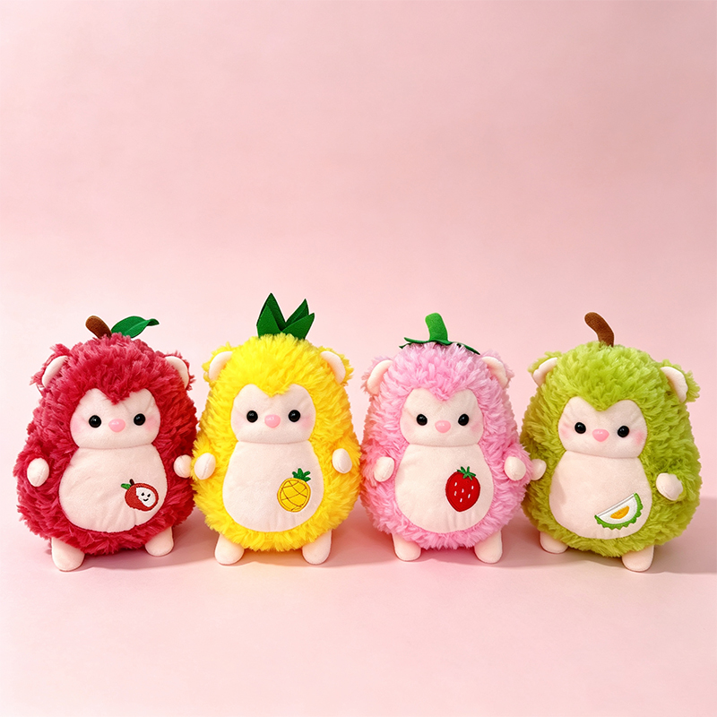 Fruit hedgehog plush toys, cute cartoon anime, foreign trade wholesale, children's gifts, healing series dolls, colorful hedgehog plush dolls, cute dolls, Qixi Festival gifts, children's toys, throw pillows, fabric dolls, gifts
