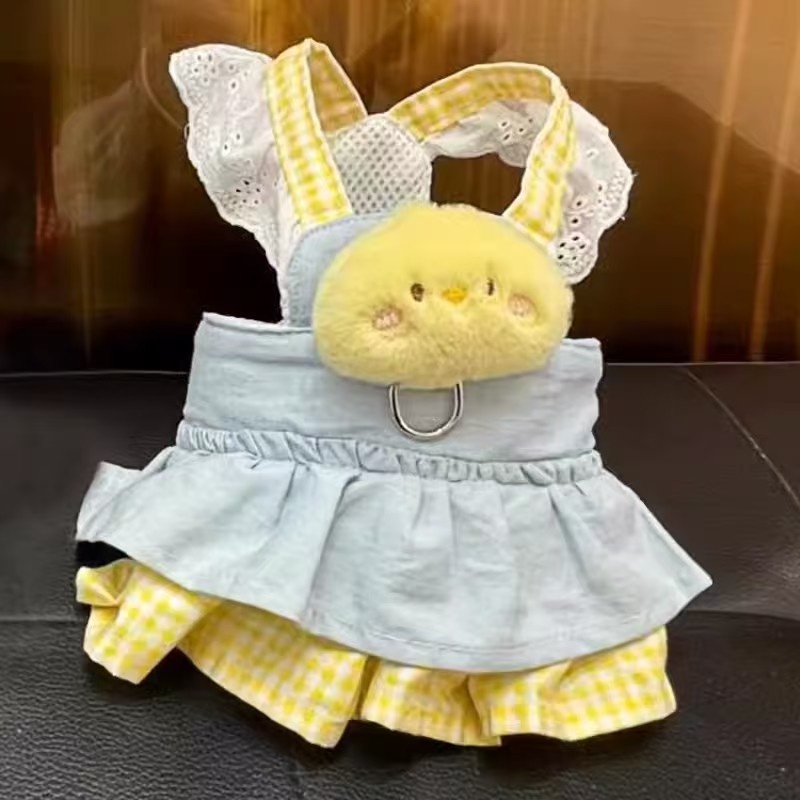 Muñeca estereoscópica tractive pet sling falda falso dos piezas encaje a cuadros perro falda pequeña malziesby oso salir pecho espalda ropa en stock Item Picture