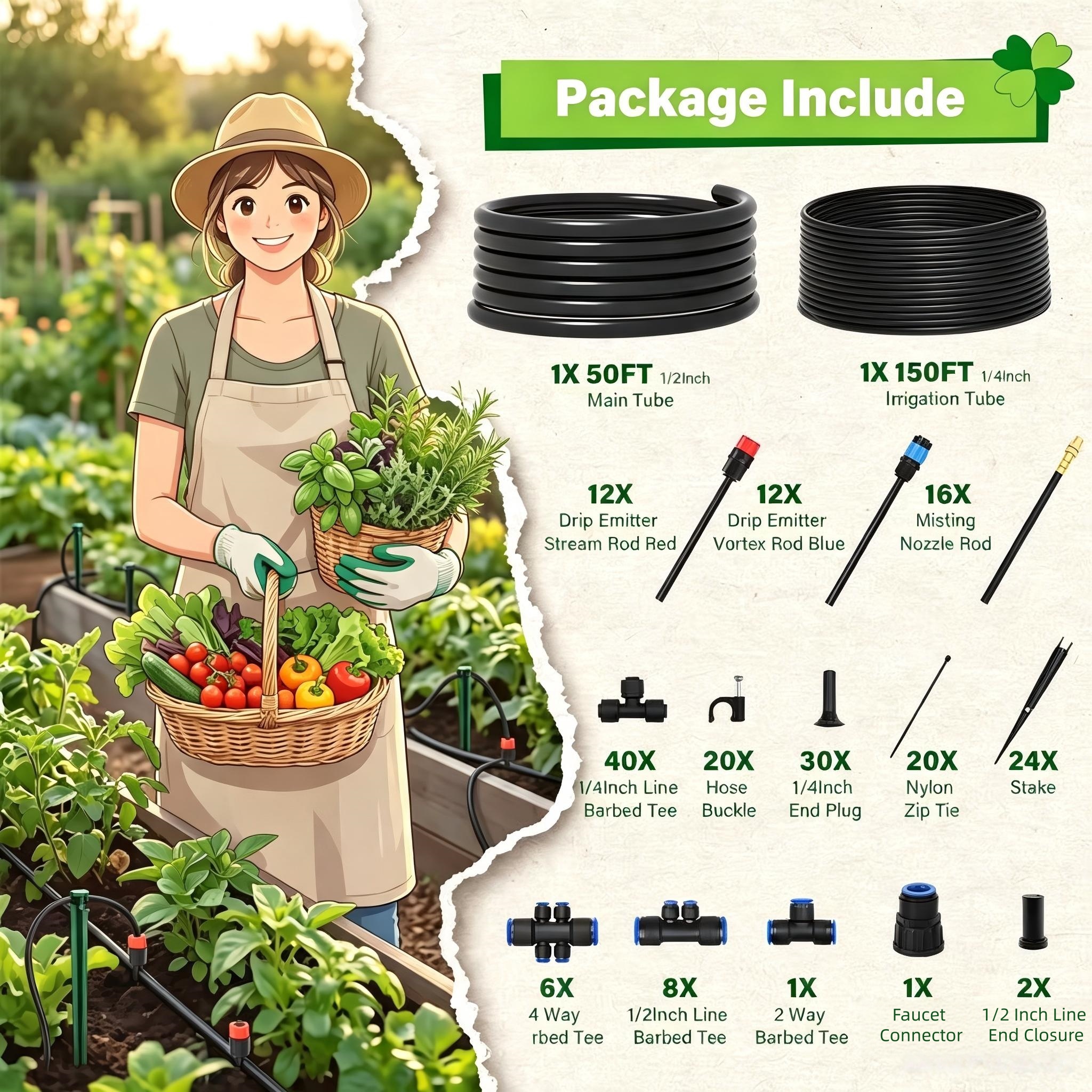 Horticultural drip irrigation set, universal atomizing nozzle, automatic flower watering device, detachable curved sprinkler, courtyard watering equipment Specification image