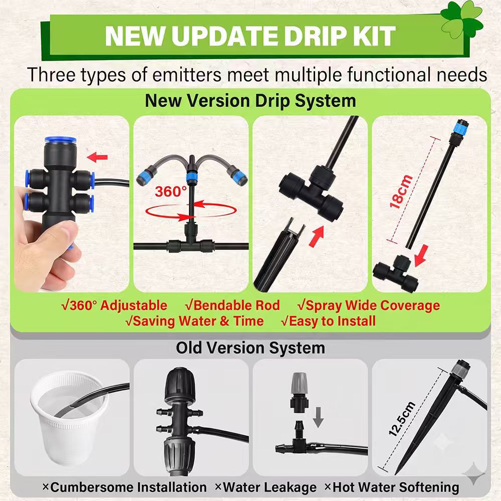 Horticultural drip irrigation set, universal atomizing nozzle, automatic flower watering device, detachable curved sprinkler, courtyard watering equipment Item Picture