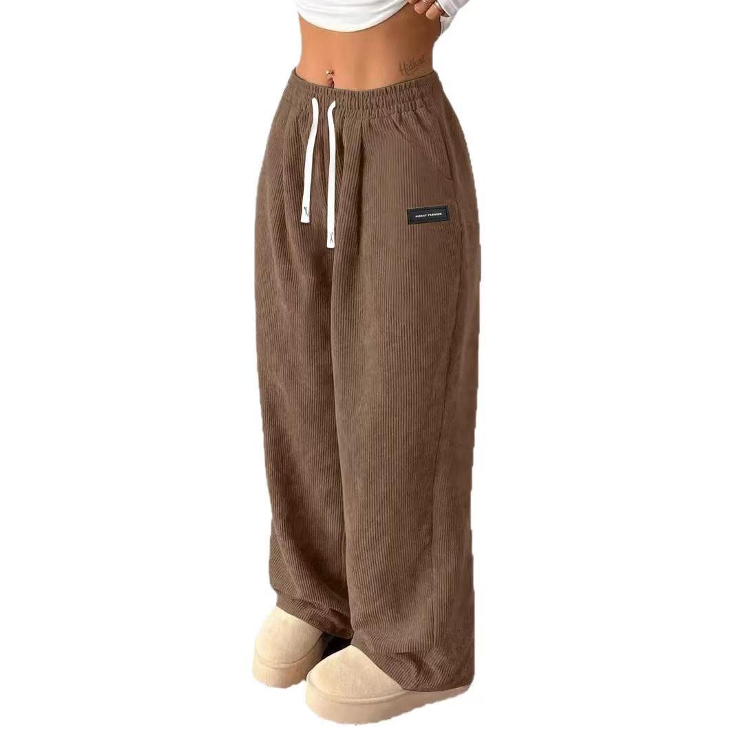 Loose pants for women in all four seasons from Amazon, Europe and America, with drawstring solid color pockets for casual and versatile women Loose pants for women in all four seasons from Amazon, Europe and America, with drawstring solid color pockets for casual and versatile women