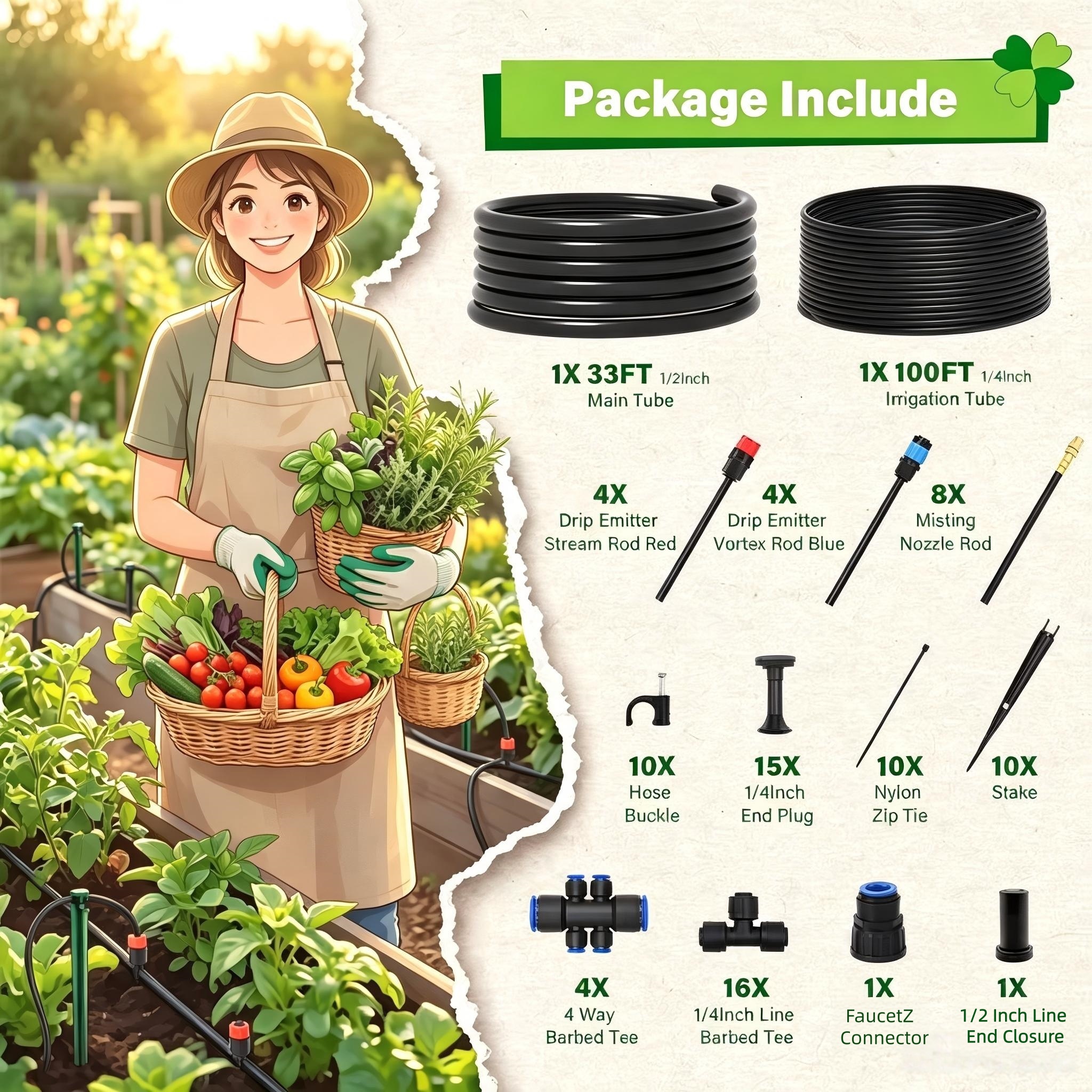 Horticultural drip irrigation set, universal atomizing nozzle, automatic flower watering device, detachable curved sprinkler, courtyard watering equipment details Picture