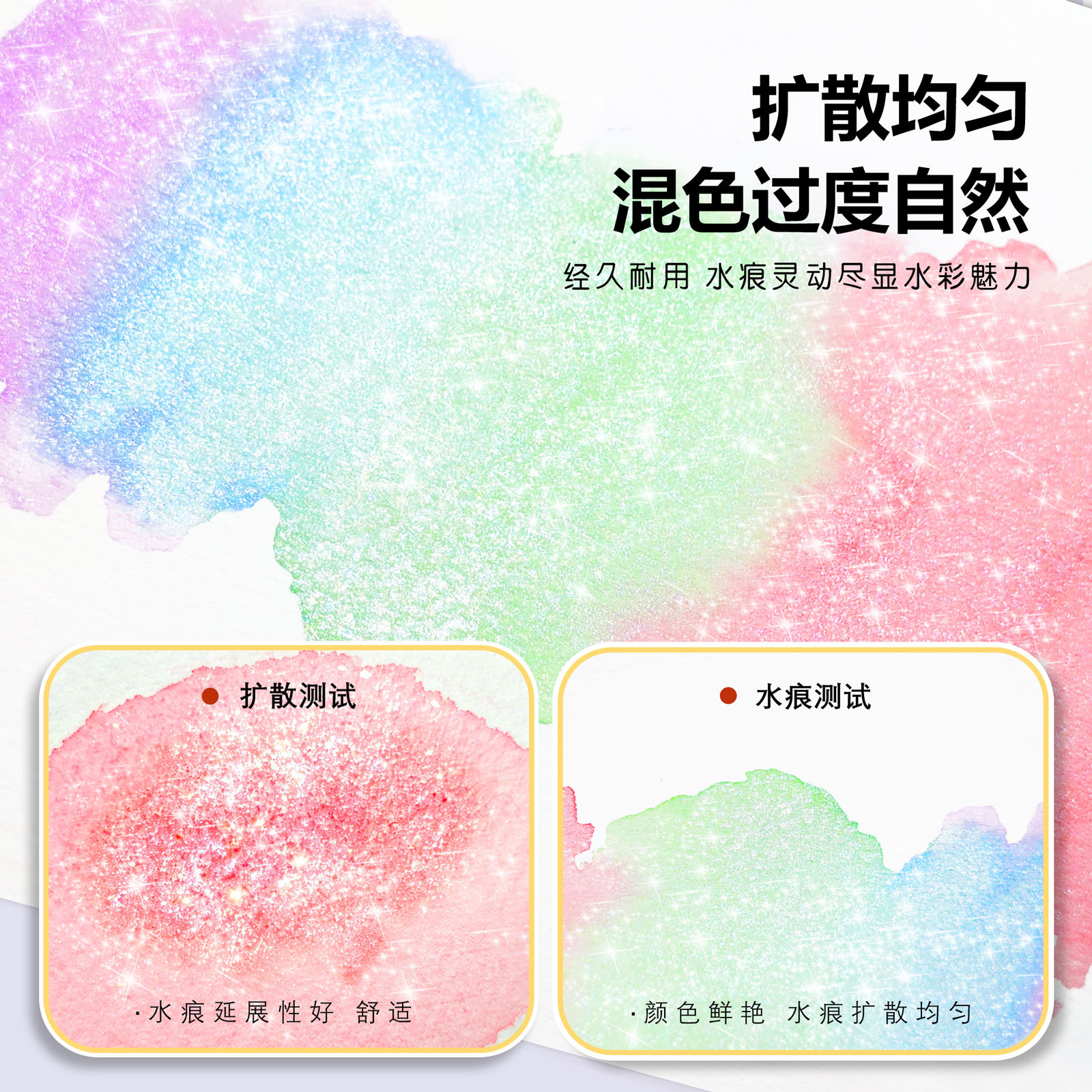 The Guangna 5810 Macaron Pearlescent Watercolor Paint Set is uniform, natural, quick-drying and smooth, suitable for art color mixing and painting details Picture