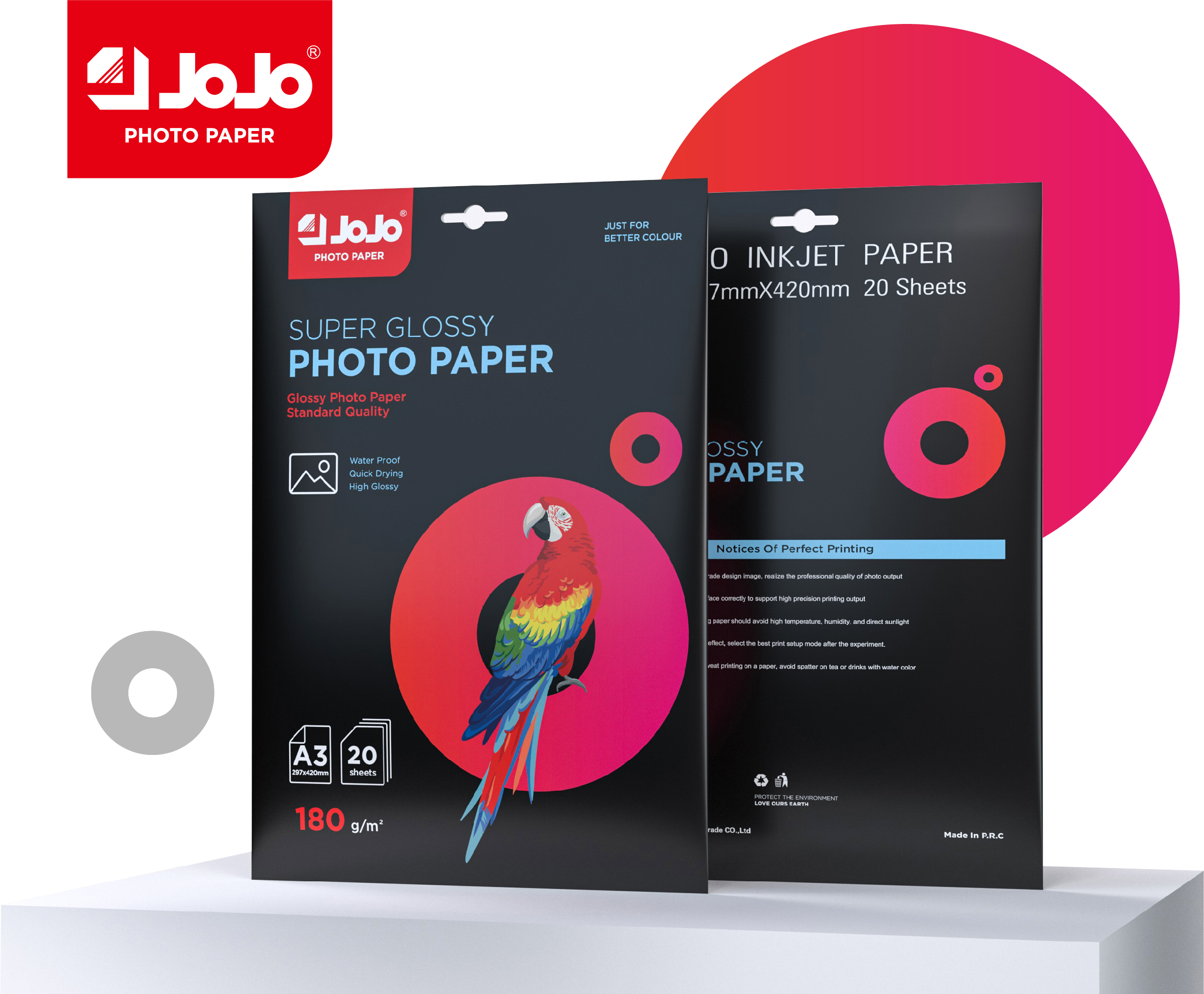JOJO 180G single highlight papel fotográfico A3 20 papel de impresión inkjet en caja fotografico aplicable fotografico familiar fotografico libro de fotos