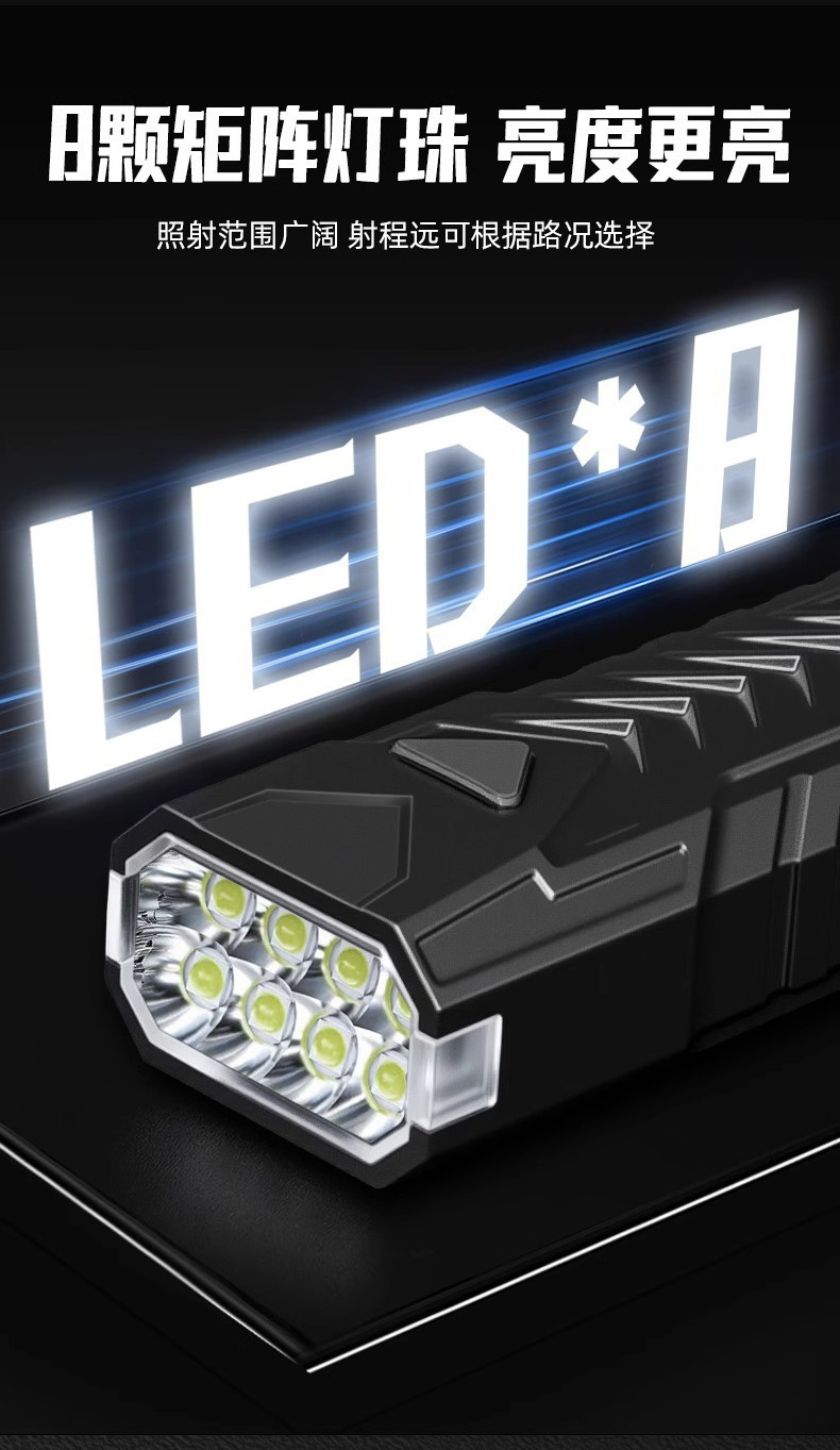 HJ-300(фары 8led) (фары 8led) велосипедные фары USB, заряженные яркими лампами, световые фонари, светящиеся ночью на горных велосипедах pic 6