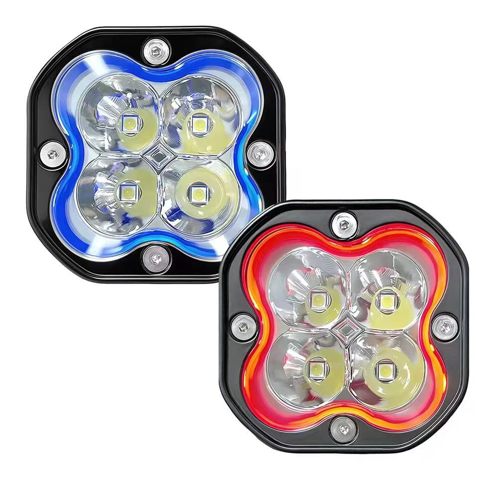 40W external high-intensity ultra-bright road RGB four-leaf clover spotlights for electric vehicles and motorcycles